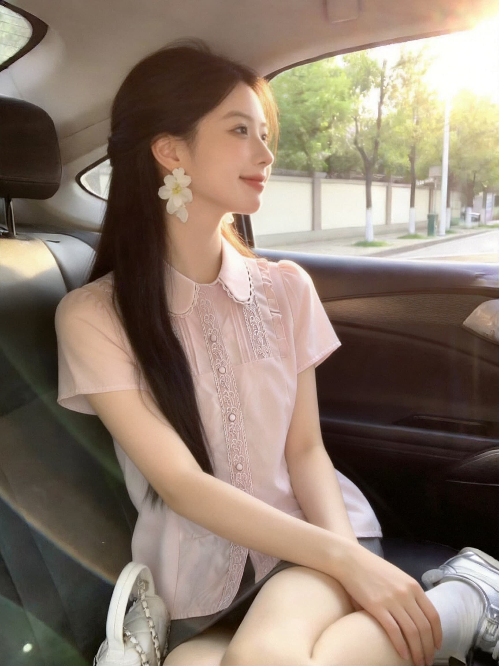 베이비 칼라 레이스 셔츠 셔츠 맨위 여성 상세 이미지 5