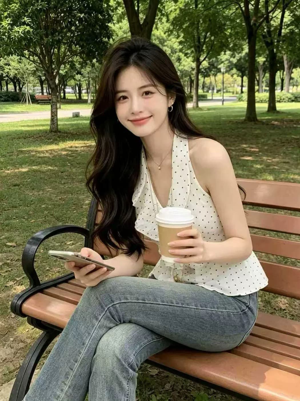 프릴 행침 목 플리츠 맨위 여성 이미지 3