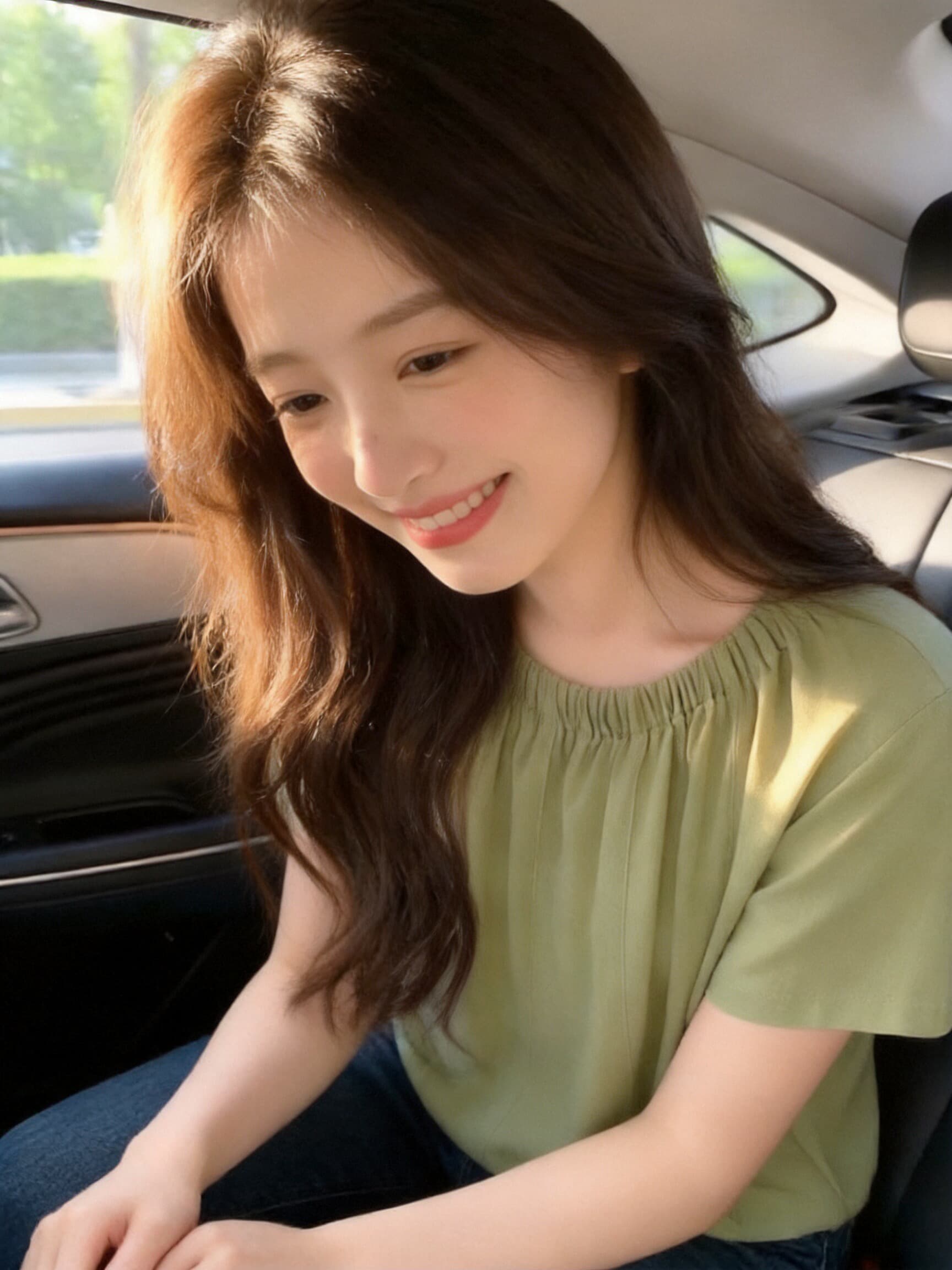 녹색 프릴 셔츠 맨위 여성 상세 이미지 3