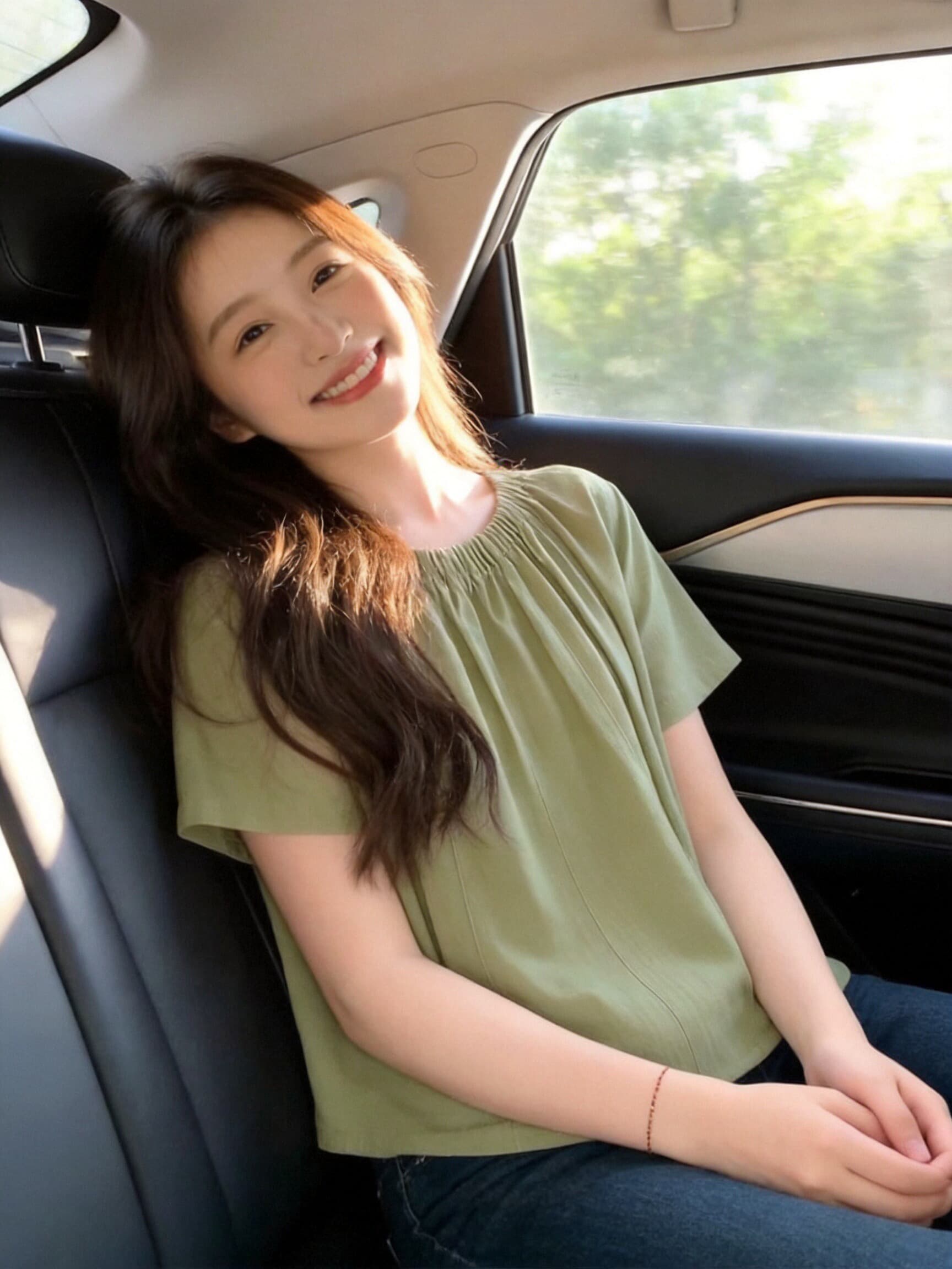 녹색 프릴 셔츠 맨위 여성 상세 이미지 5