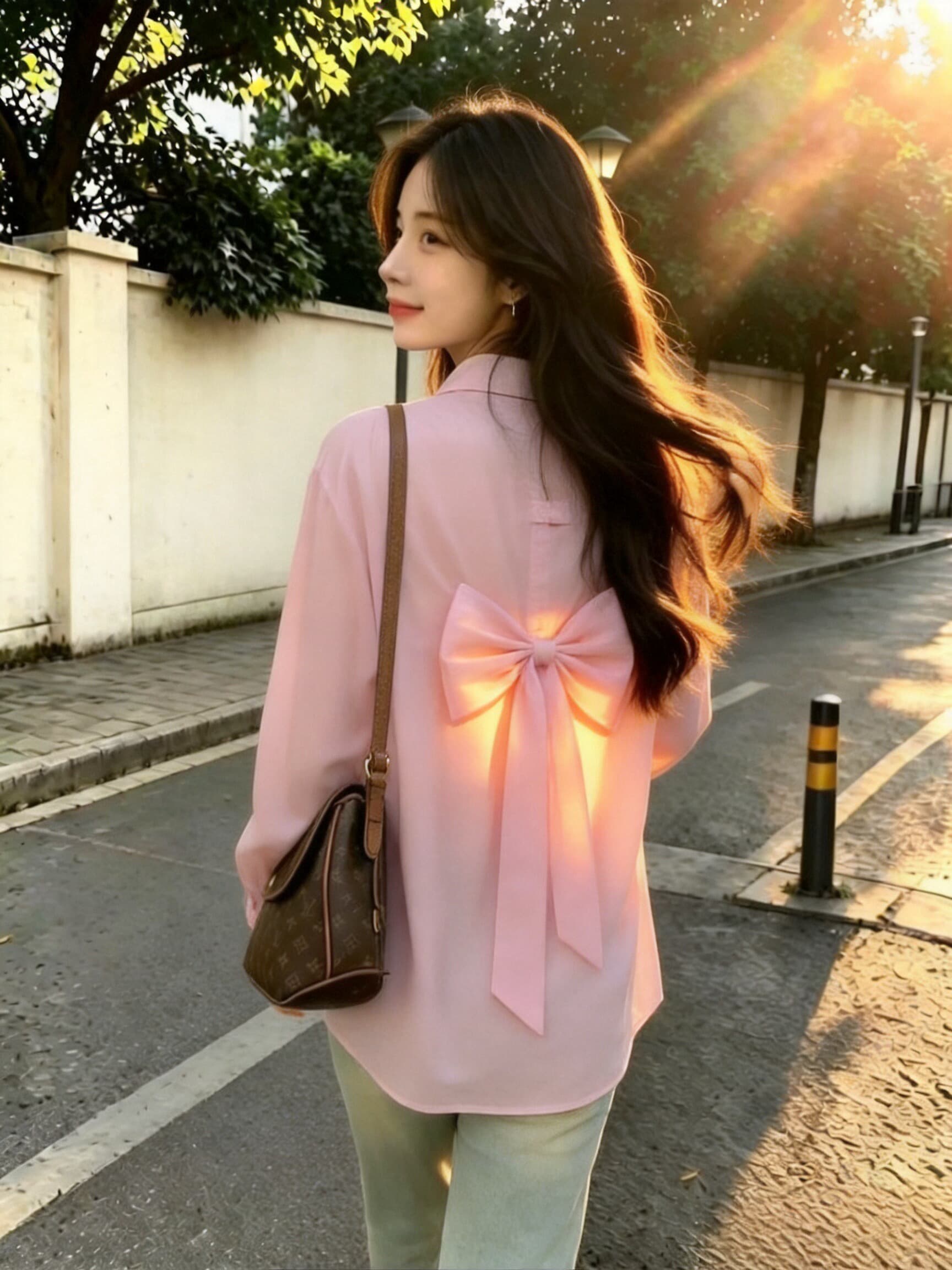 국방 사이 의류 뒤로 나비 매듭 휴가 셔츠 맨위 여성