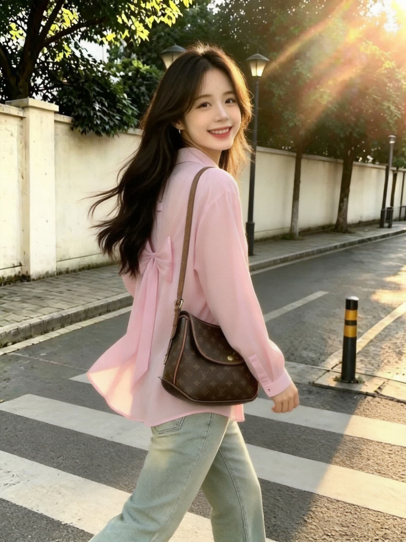 국방 사이 의류 뒤로 나비 매듭 휴가 셔츠 맨위 여성 상세 이미지 3