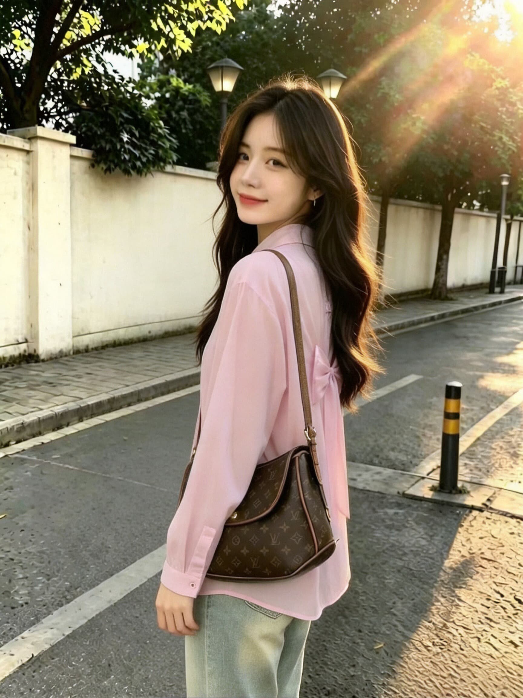 국방 사이 의류 뒤로 나비 매듭 휴가 셔츠 맨위 여성 상세 이미지 4