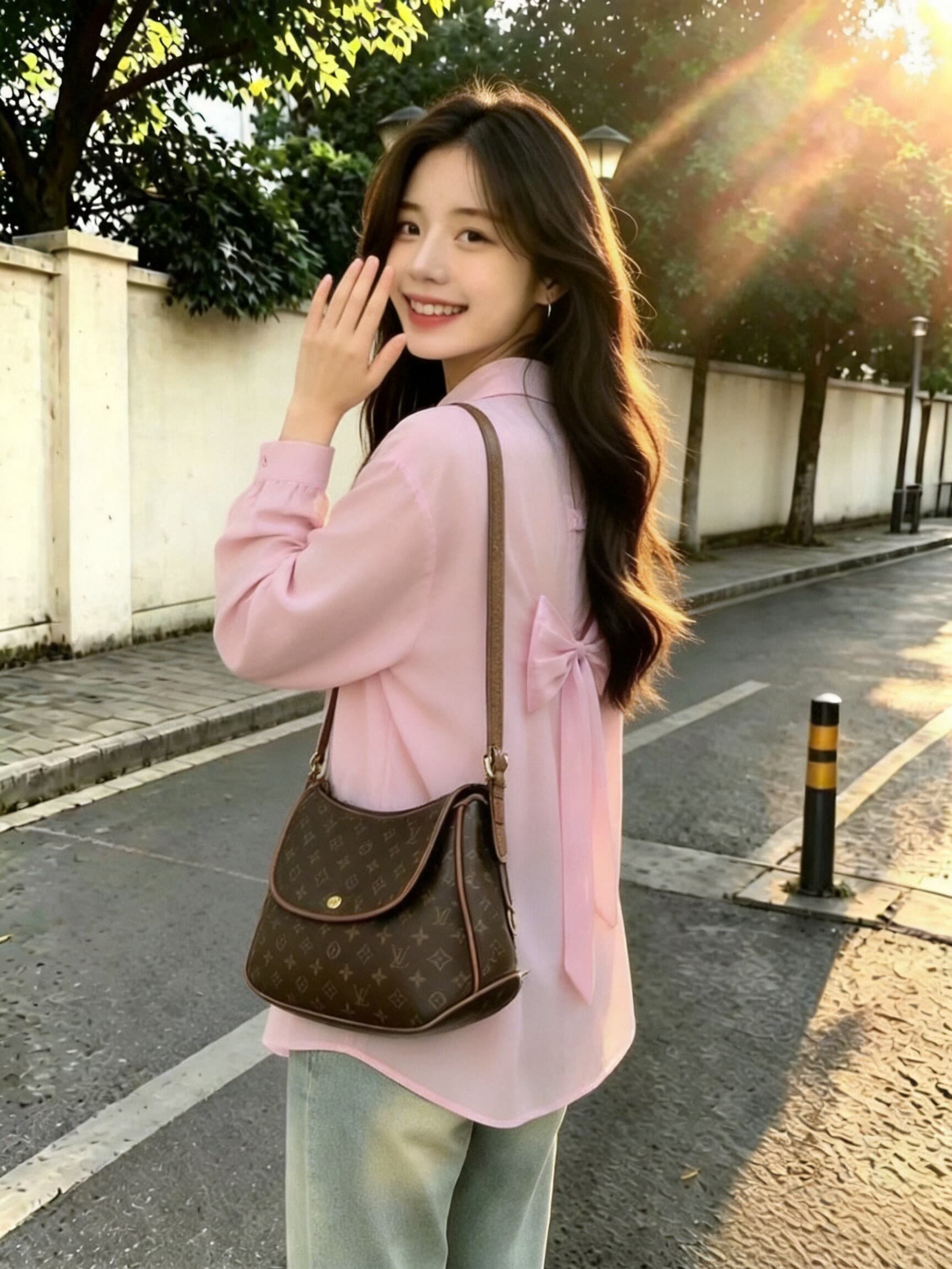 국방 사이 의류 뒤로 나비 매듭 휴가 셔츠 맨위 여성 상세 이미지 6