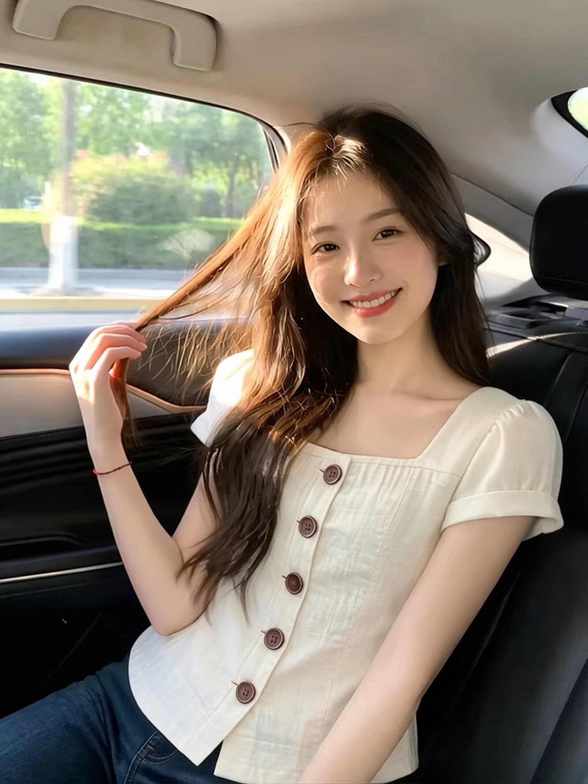 광장 칼라 단추 셔츠 맨위 여성 상세 이미지 6
