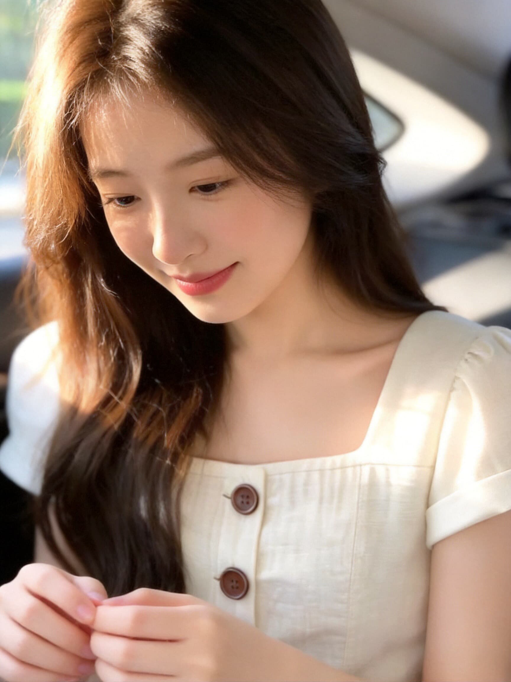 광장 칼라 단추 셔츠 맨위 여성 상세 이미지 7