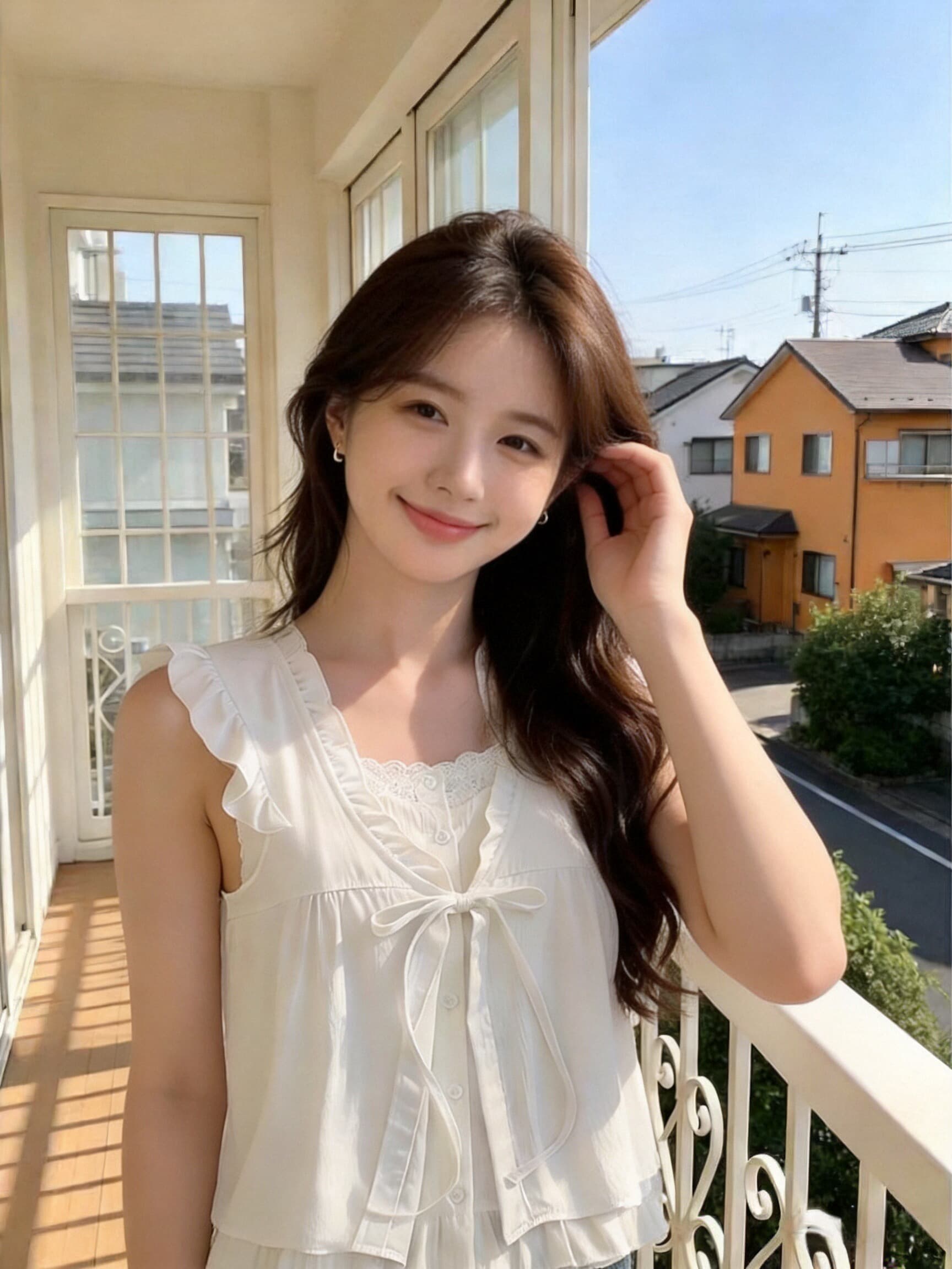 프릴 페이크 레이어드 셔츠 맨위 여성 상세 이미지 5