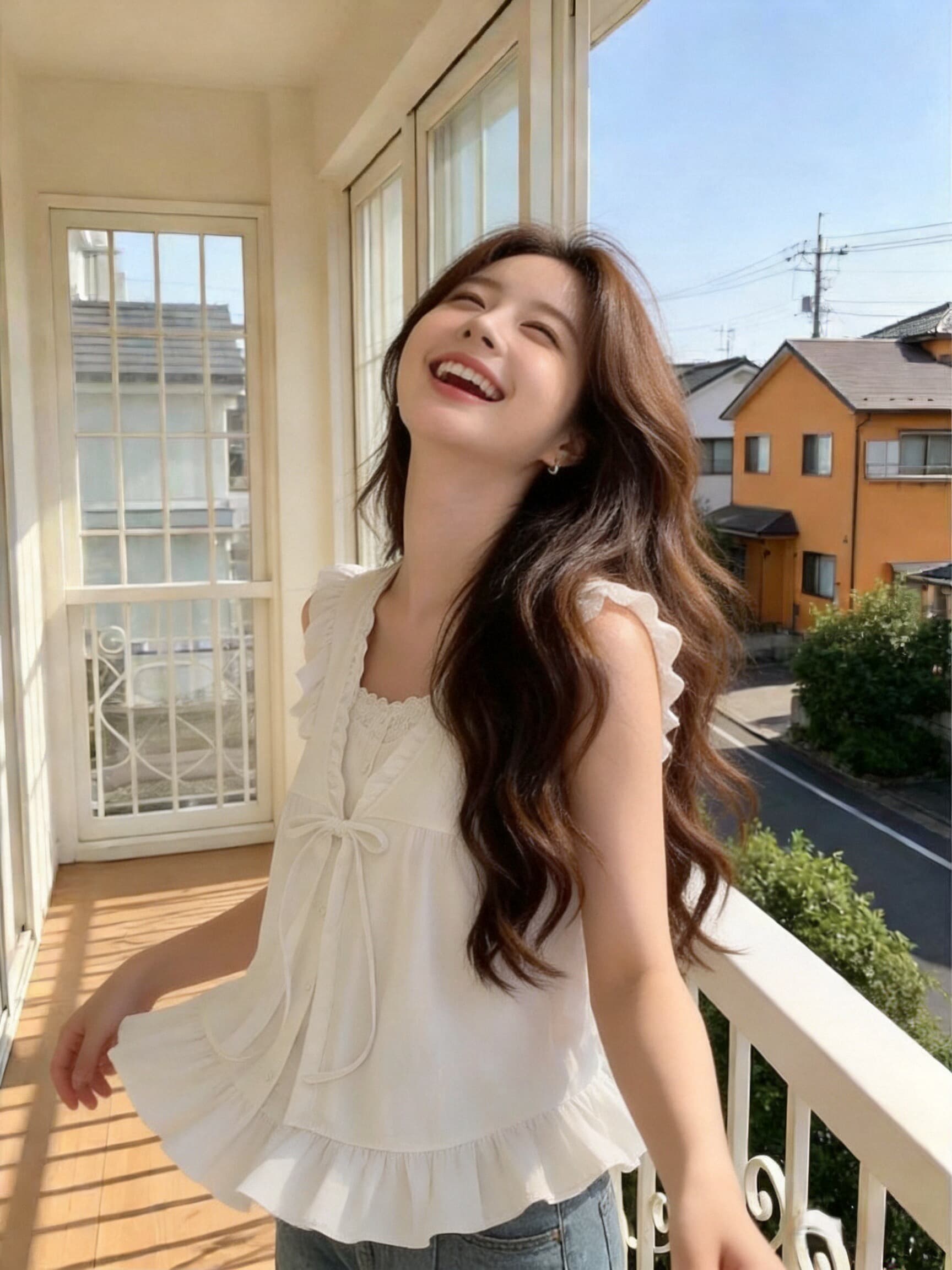 프릴 페이크 레이어드 셔츠 맨위 여성 상세 이미지 6