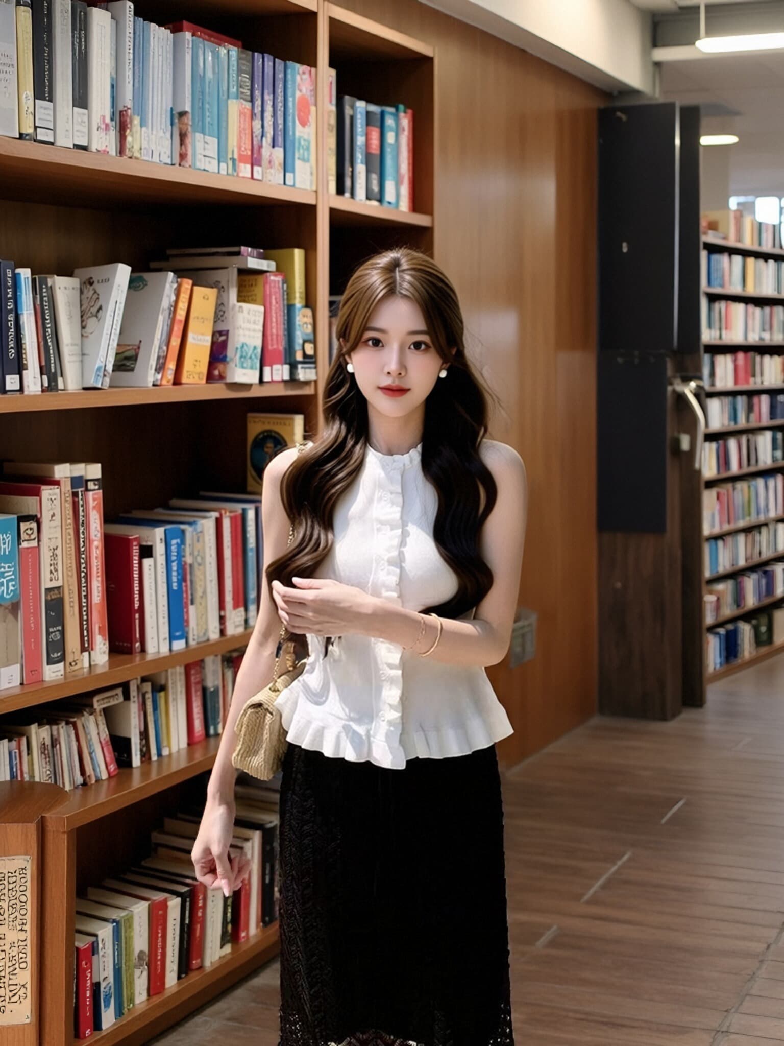 프릴 니트 민소매 조끼 맨위 여성 이미지 2
