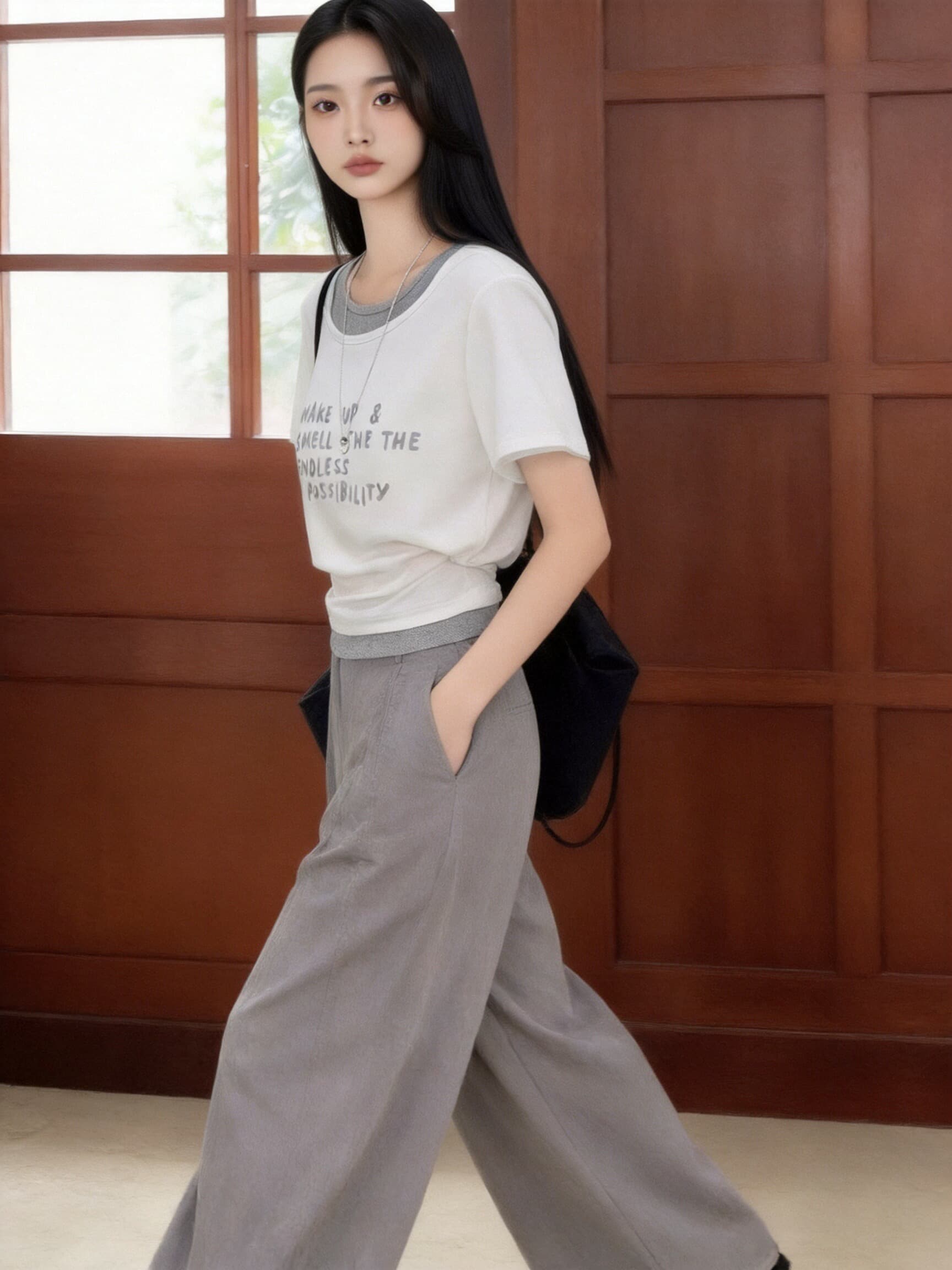 페이크 레이어드 오프숄더 맨위 여성 상세 이미지 2
