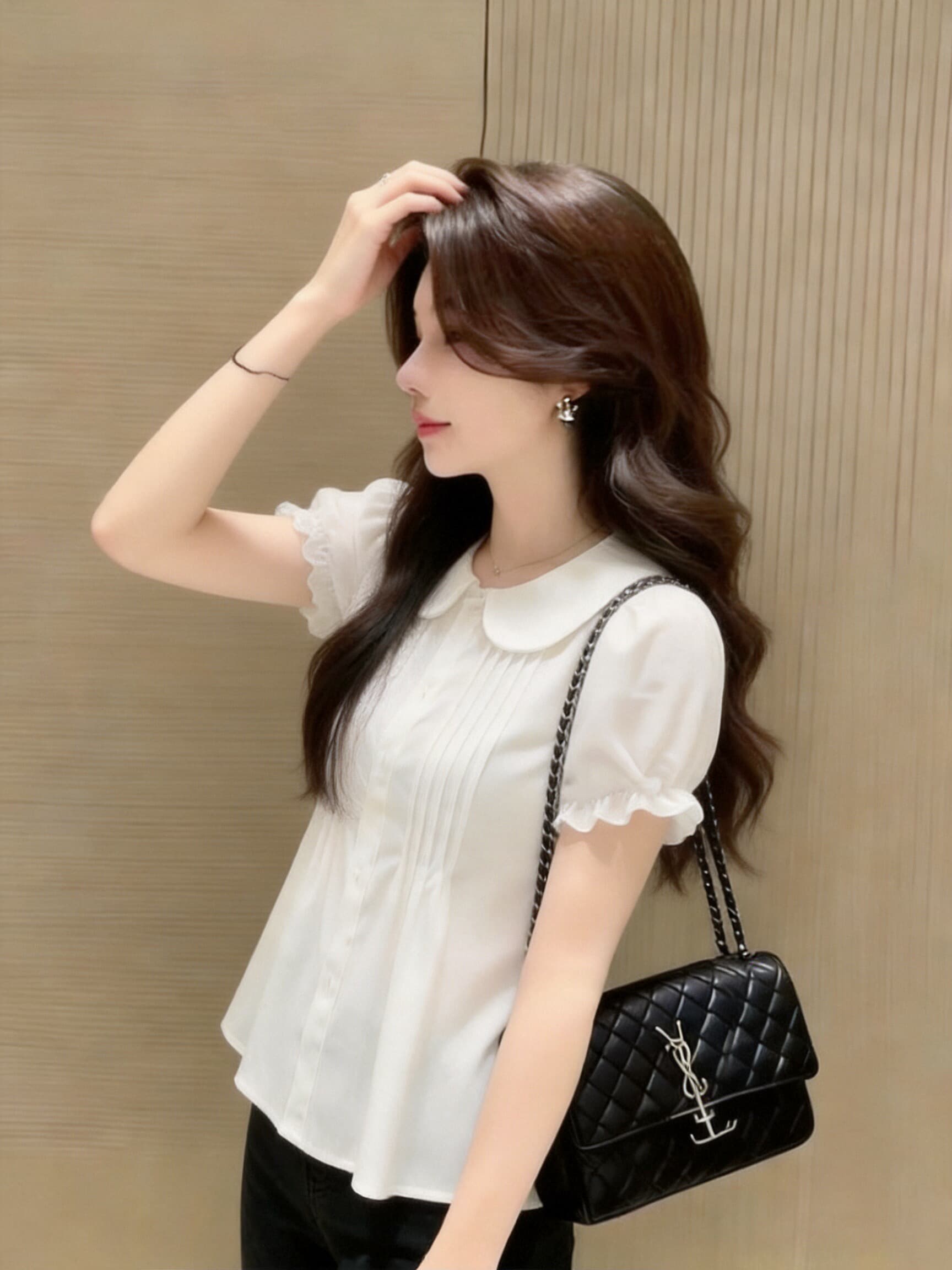 질감 센스 베이비 칼라 화이트 셔츠 맨위 이미지 5