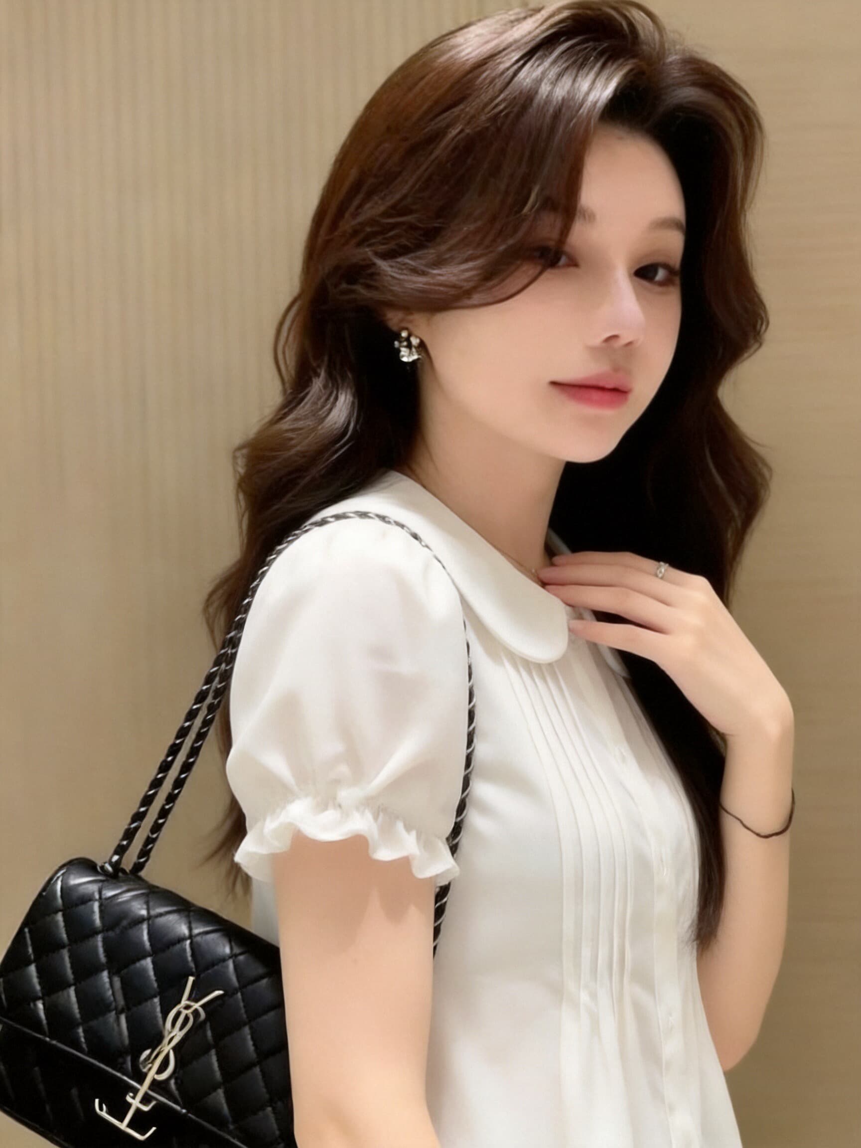 질감 센스 베이비 칼라 화이트 셔츠 맨위 상세 이미지 6