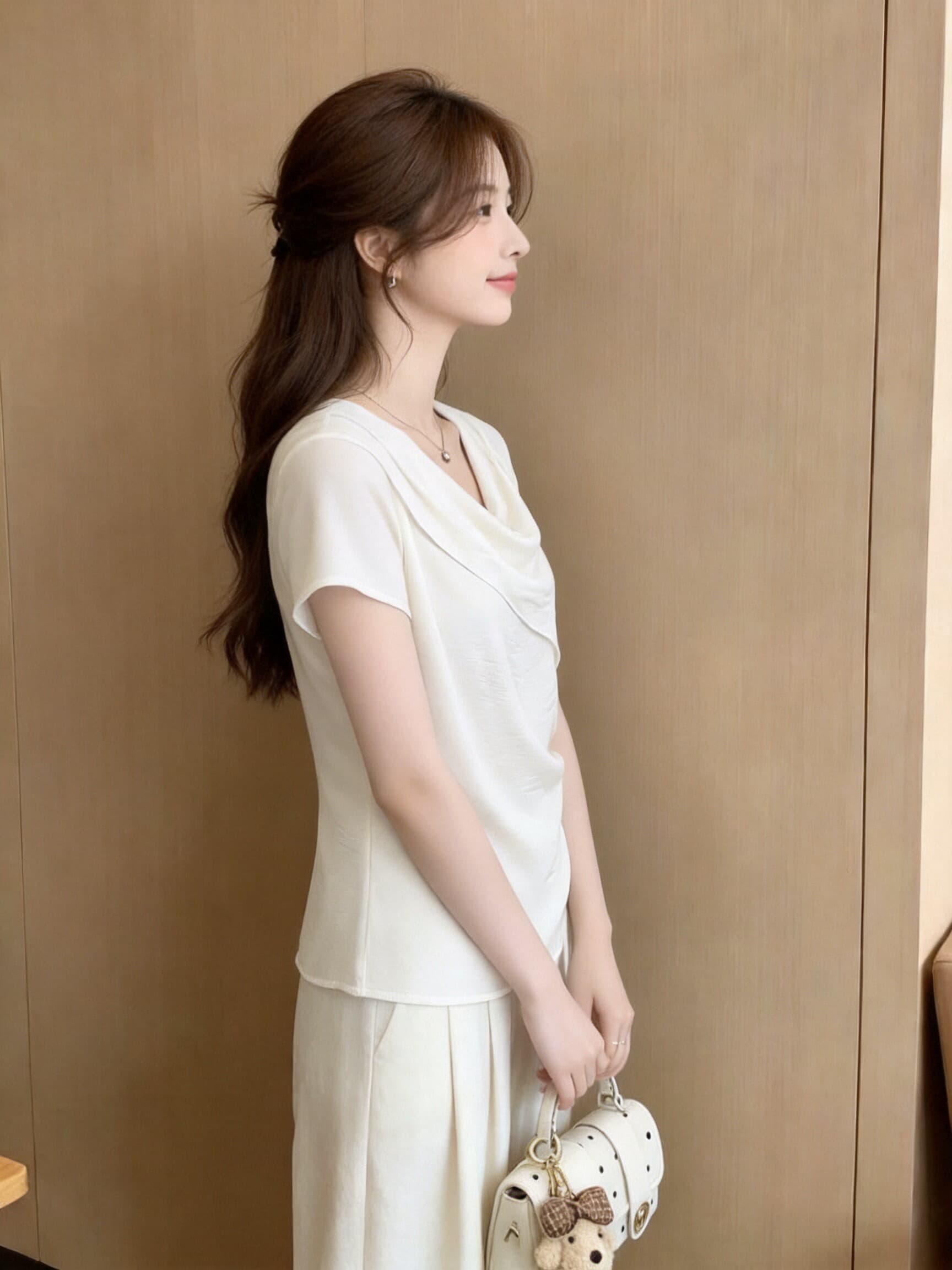 흔들다 칼라 리본 주름 맨위 여성 이미지 5