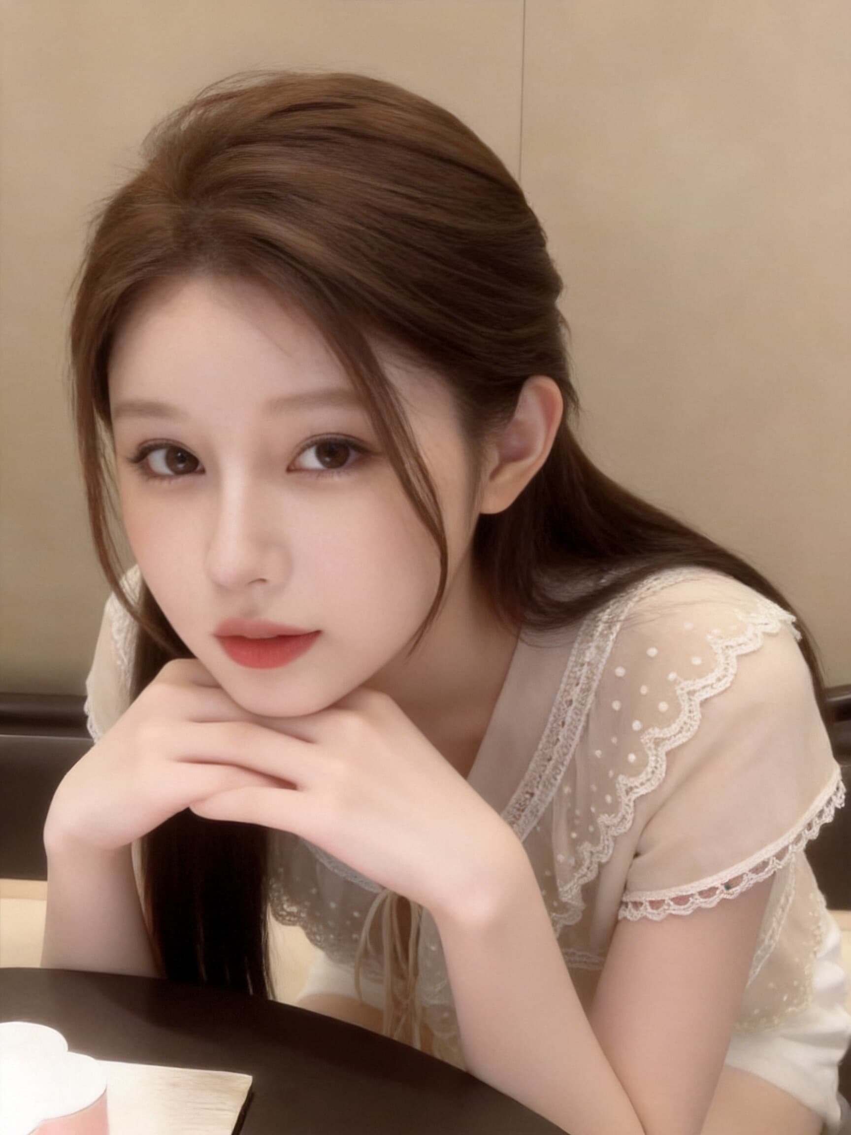 스트랩 레이스 조각 셔츠 맨위 여성 상세 이미지 8