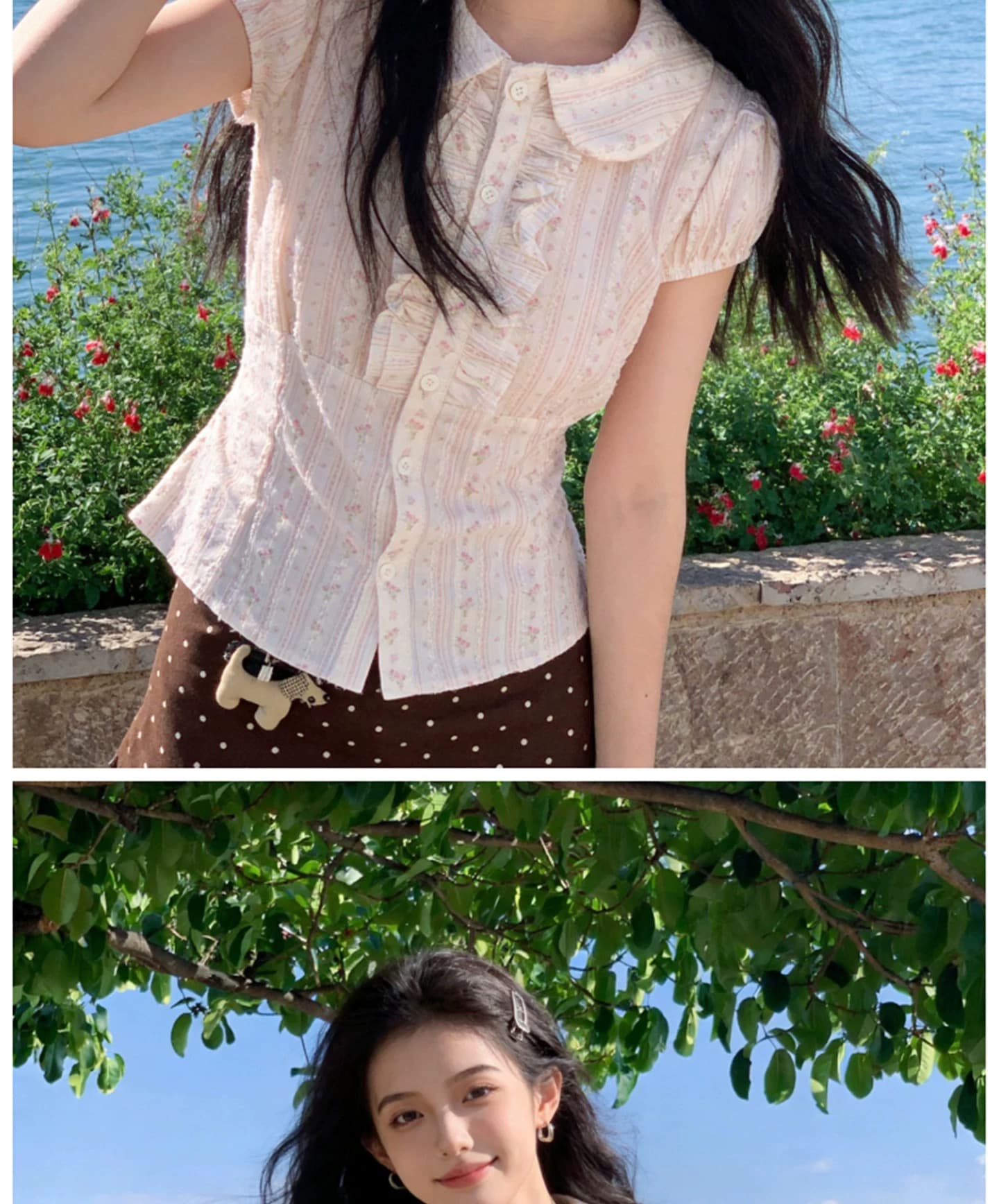 프릴 꽃무늬 셔츠 맨위 여성 상세 이미지 8