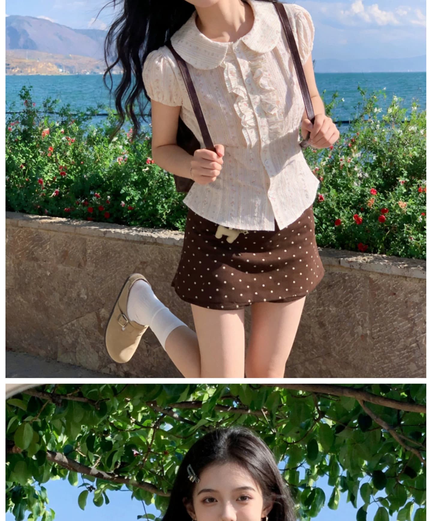 프릴 꽃무늬 셔츠 맨위 여성 상세 이미지 9