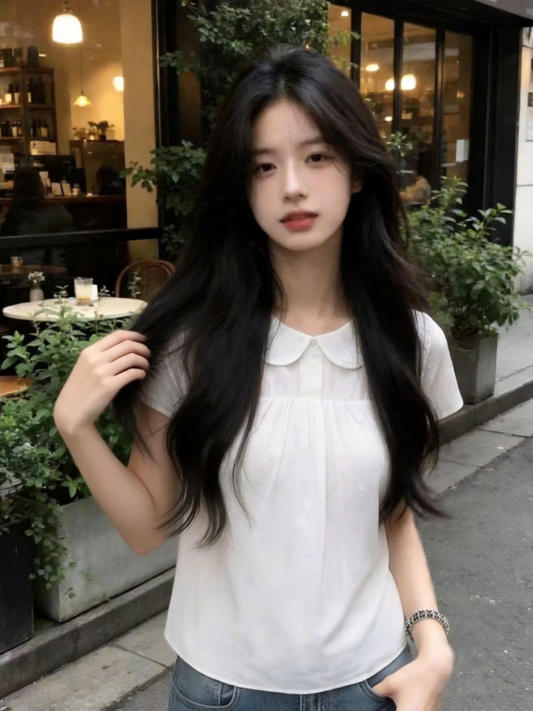 화이트 베이비 칼라 맨위 여성 이미지 2