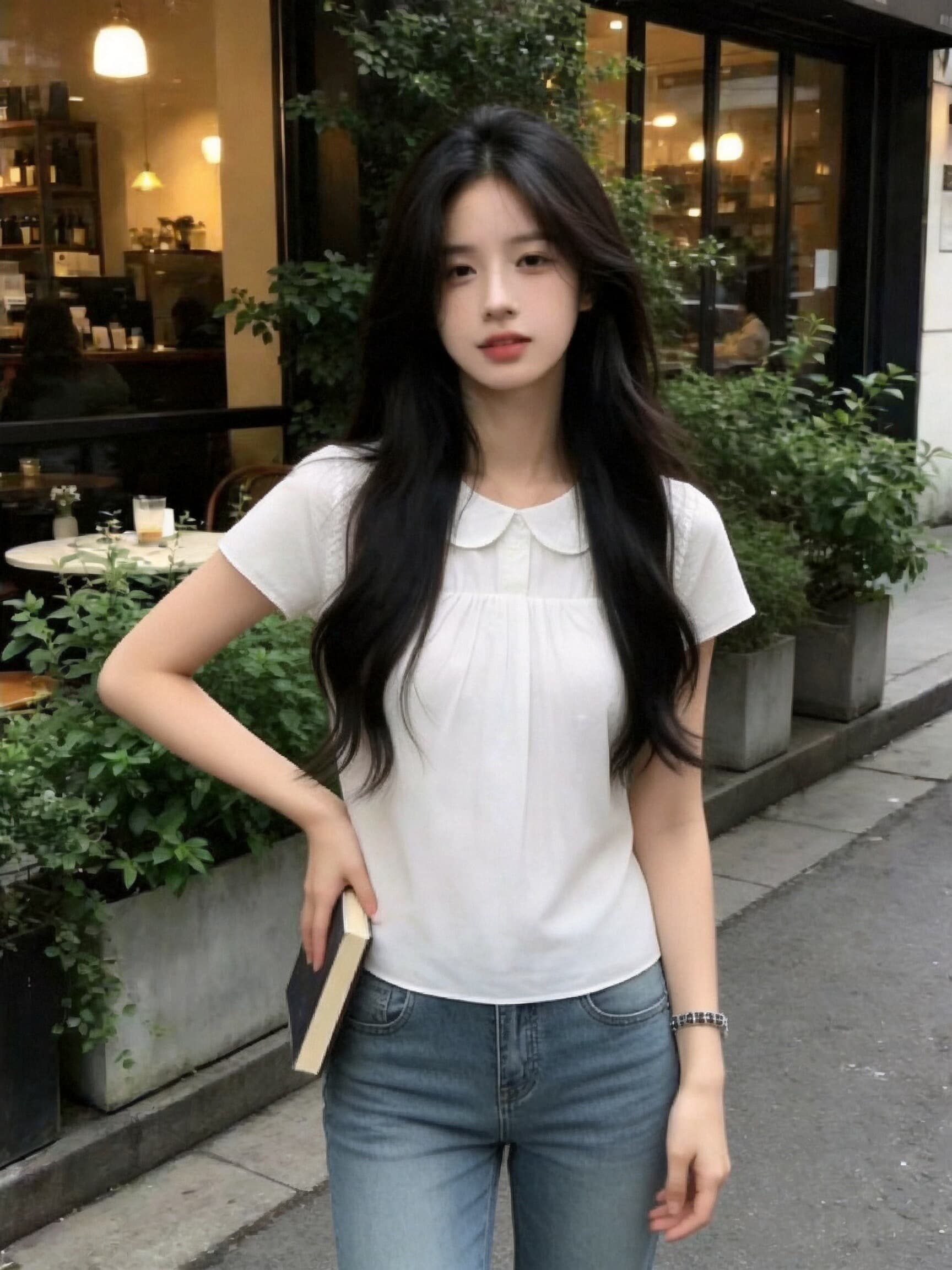 화이트 베이비 칼라 맨위 여성 이미지 4