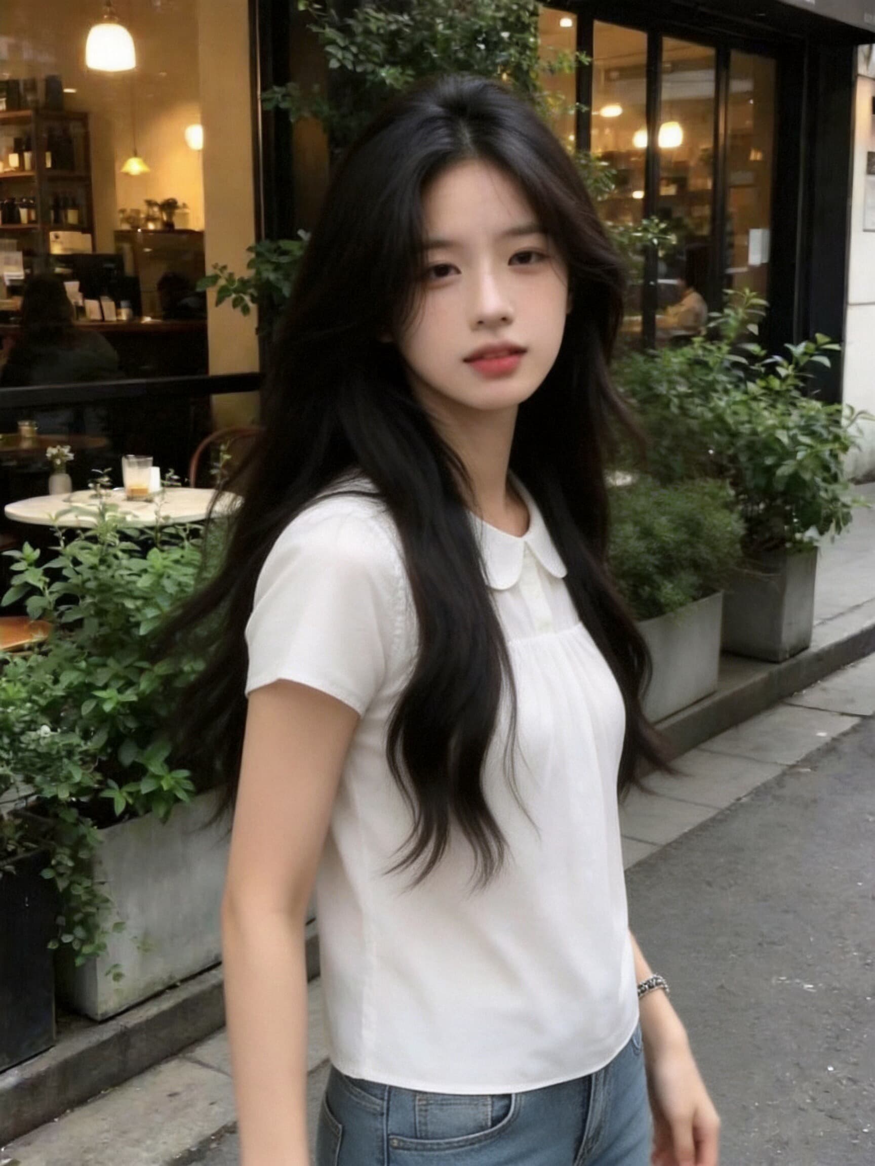 화이트 베이비 칼라 맨위 여성 상세 이미지 4