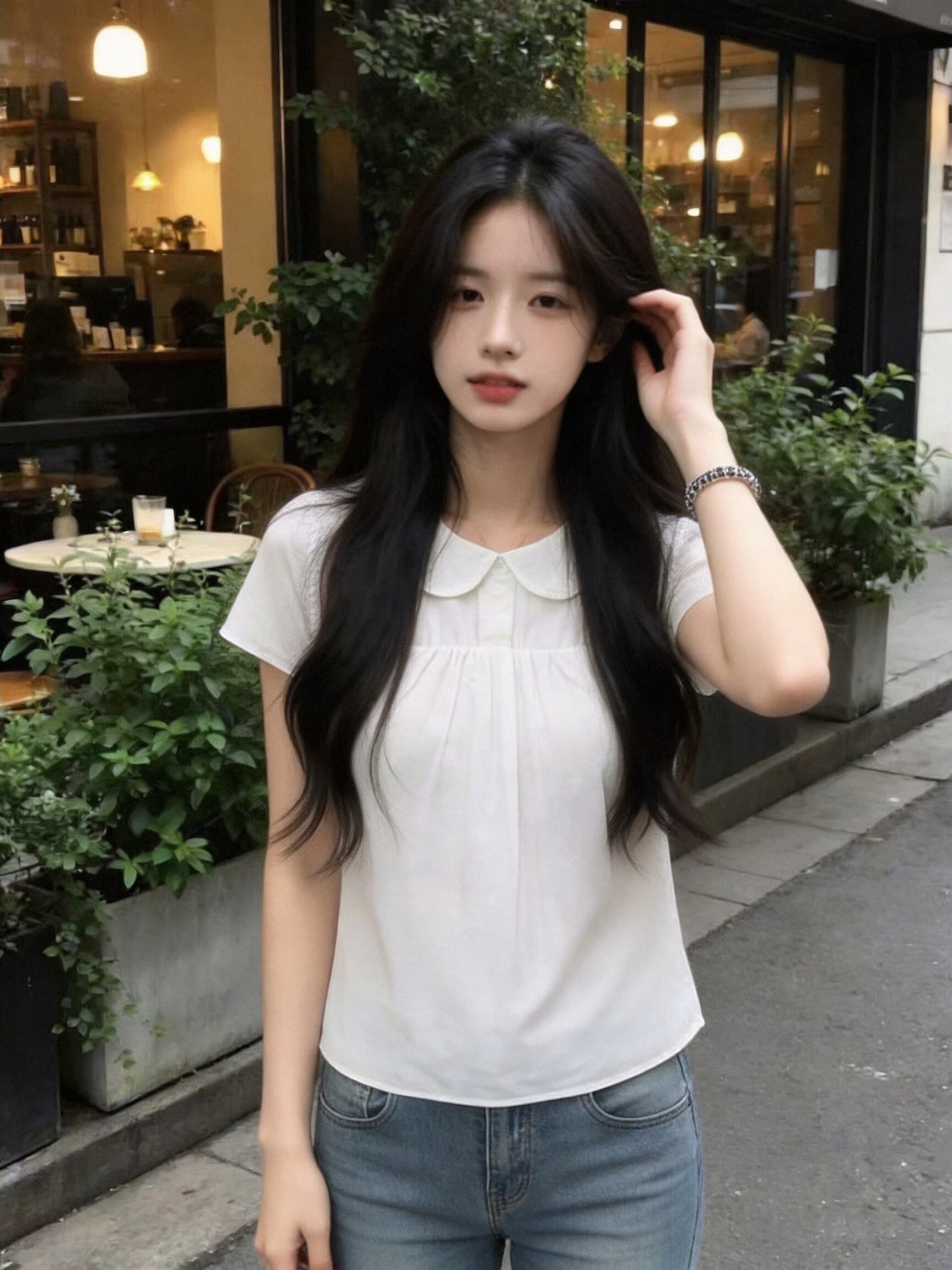 화이트 베이비 칼라 맨위 여성 상세 이미지 6