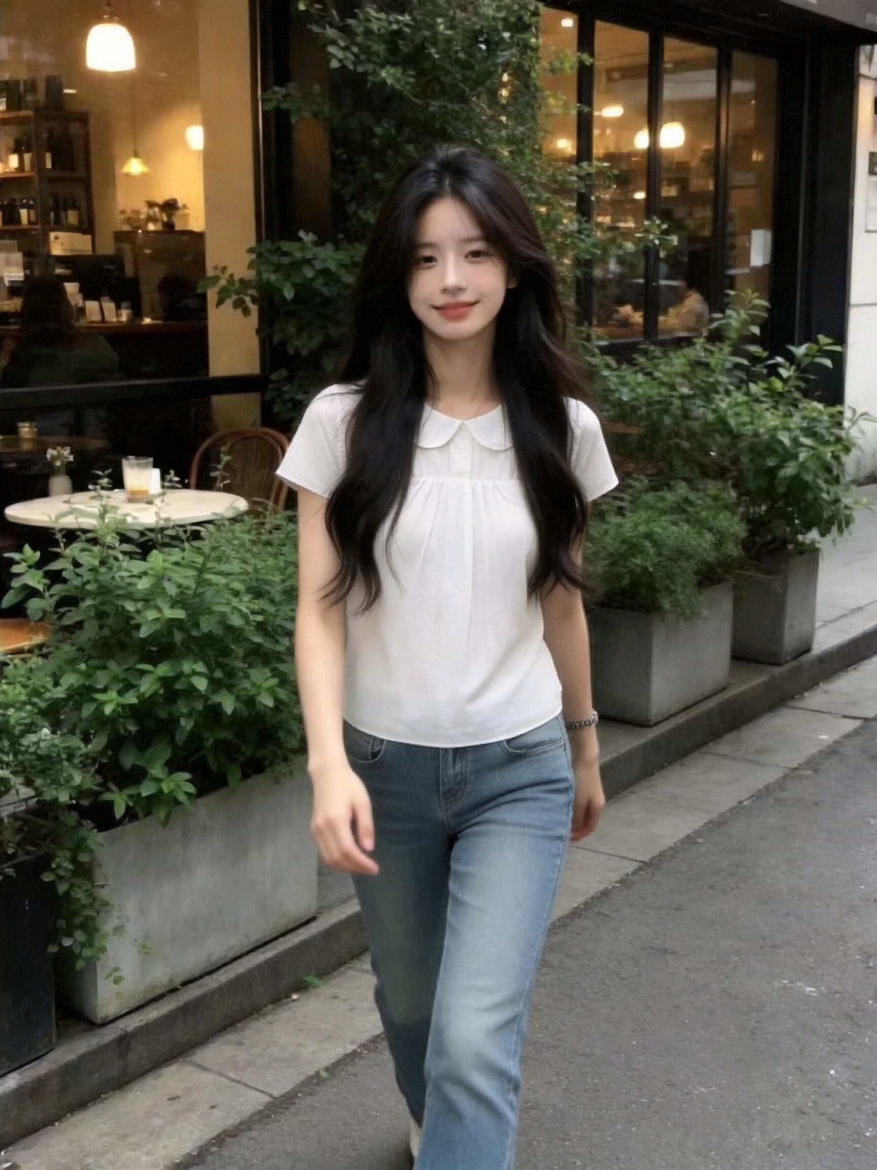화이트 베이비 칼라 맨위 여성 상세 이미지 7