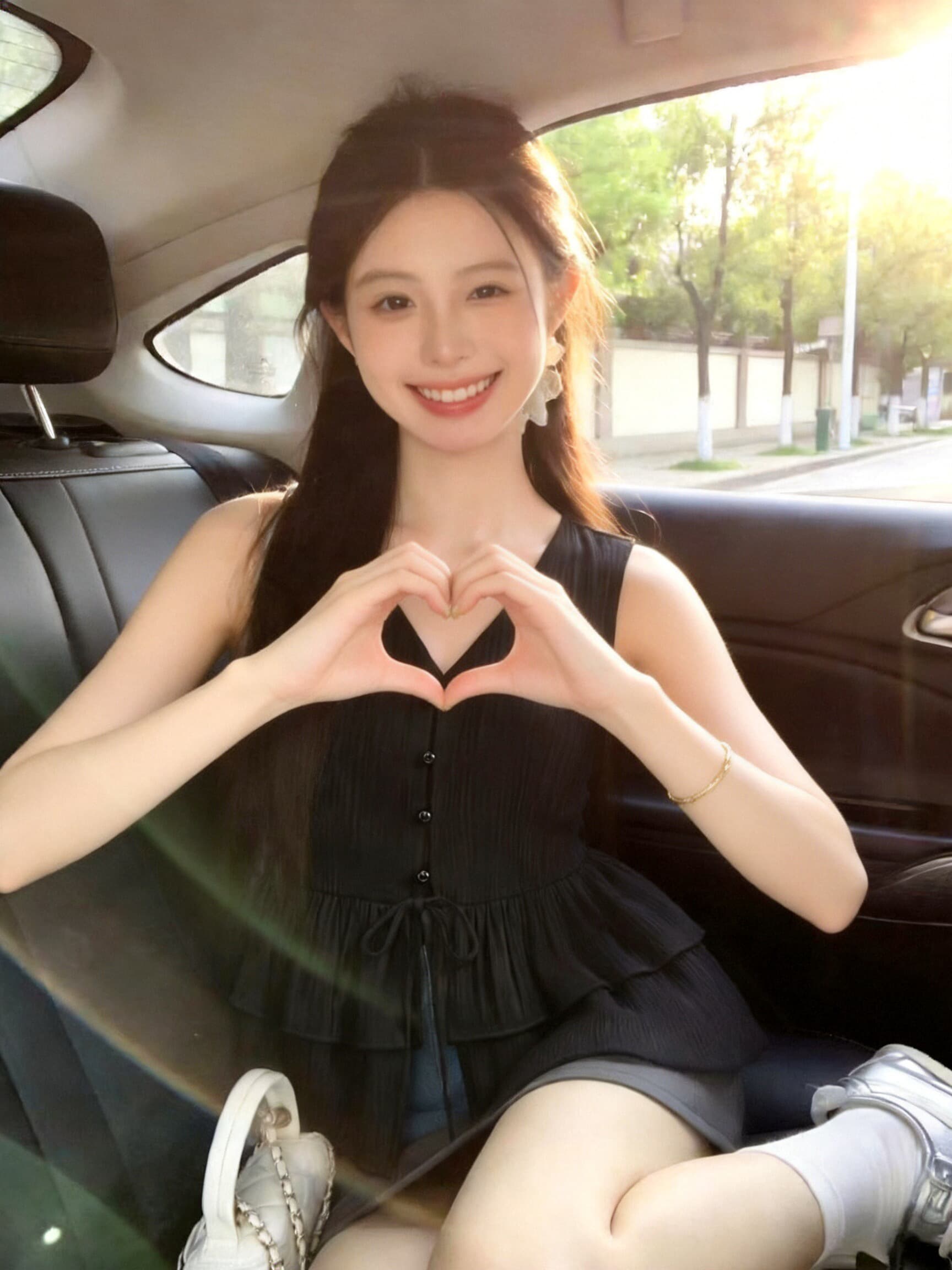 V넥 민소매 실 빈 자카드 셔츠 맨위 여성 상세 이미지 2