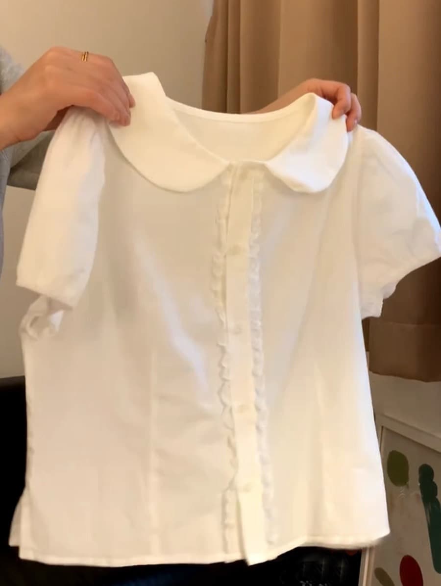 베이비 칼라 레이스 셔츠 맨위 여성