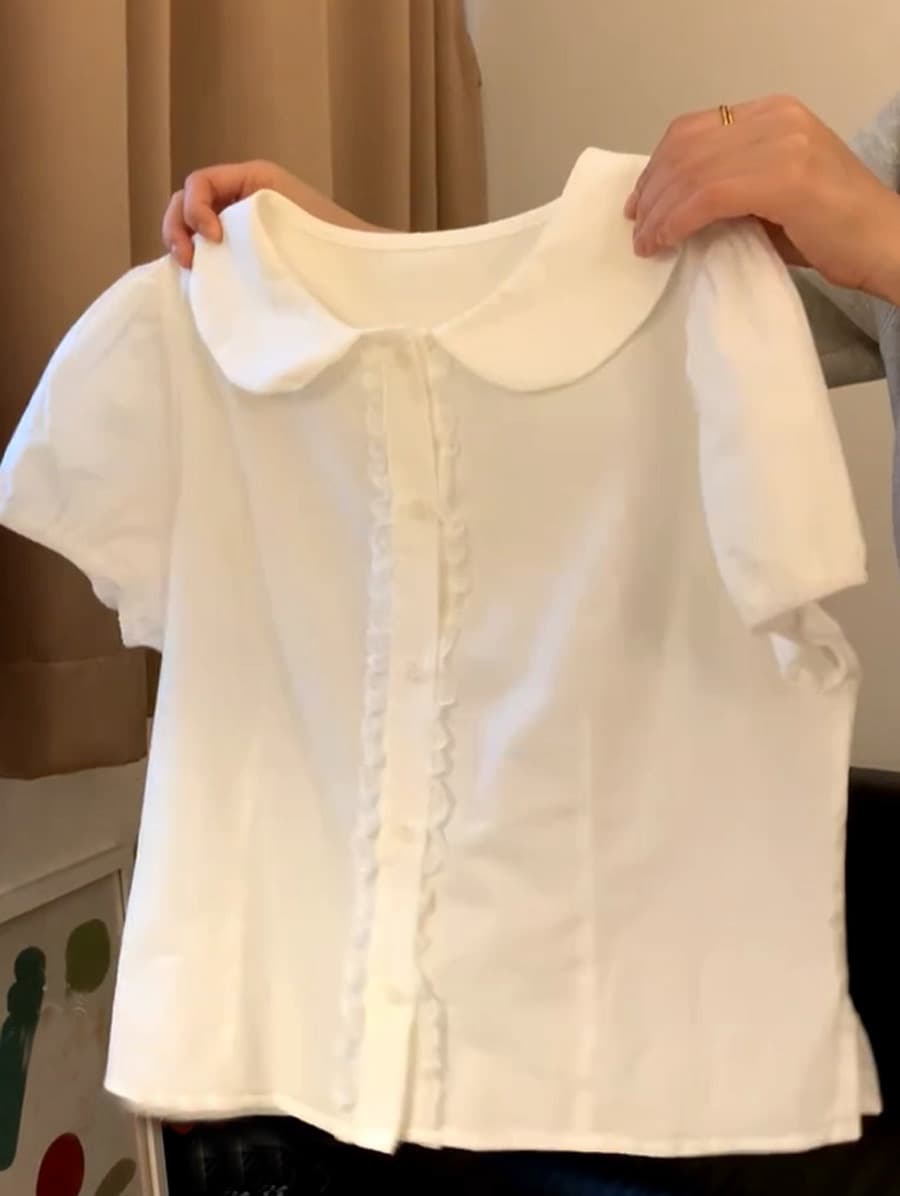 베이비 칼라 레이스 셔츠 맨위 여성 이미지 2