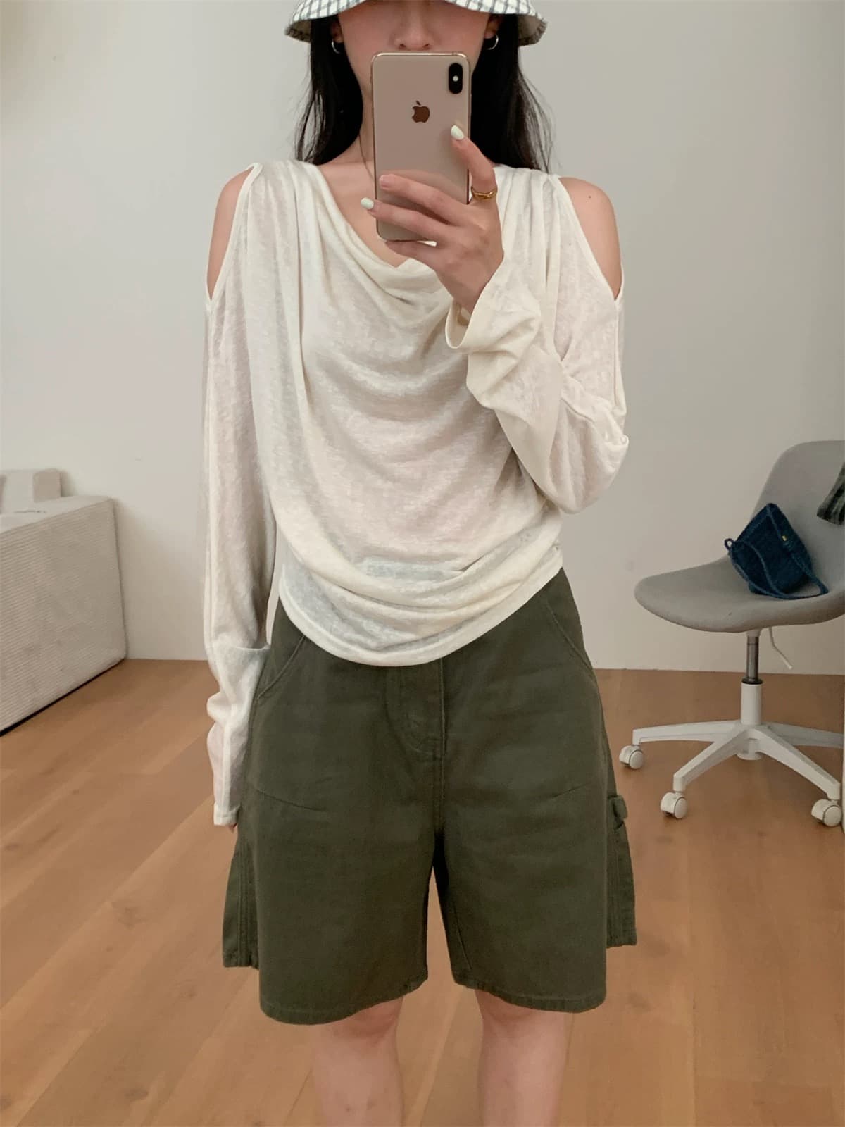 흔들다 칼라 자외선 차단 표지 얇은 스타일 오프숄더 맨위 여성 이미지 4