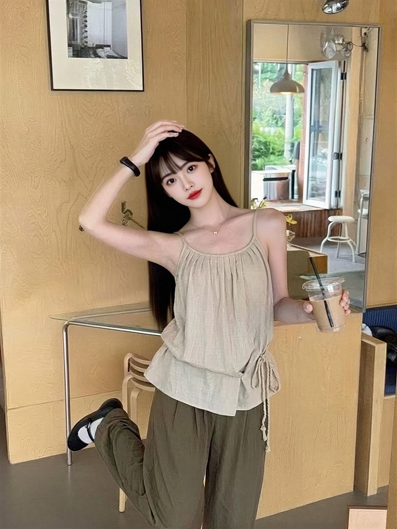 주름 슬립 허리 수축 맨위 여성 이미지 3