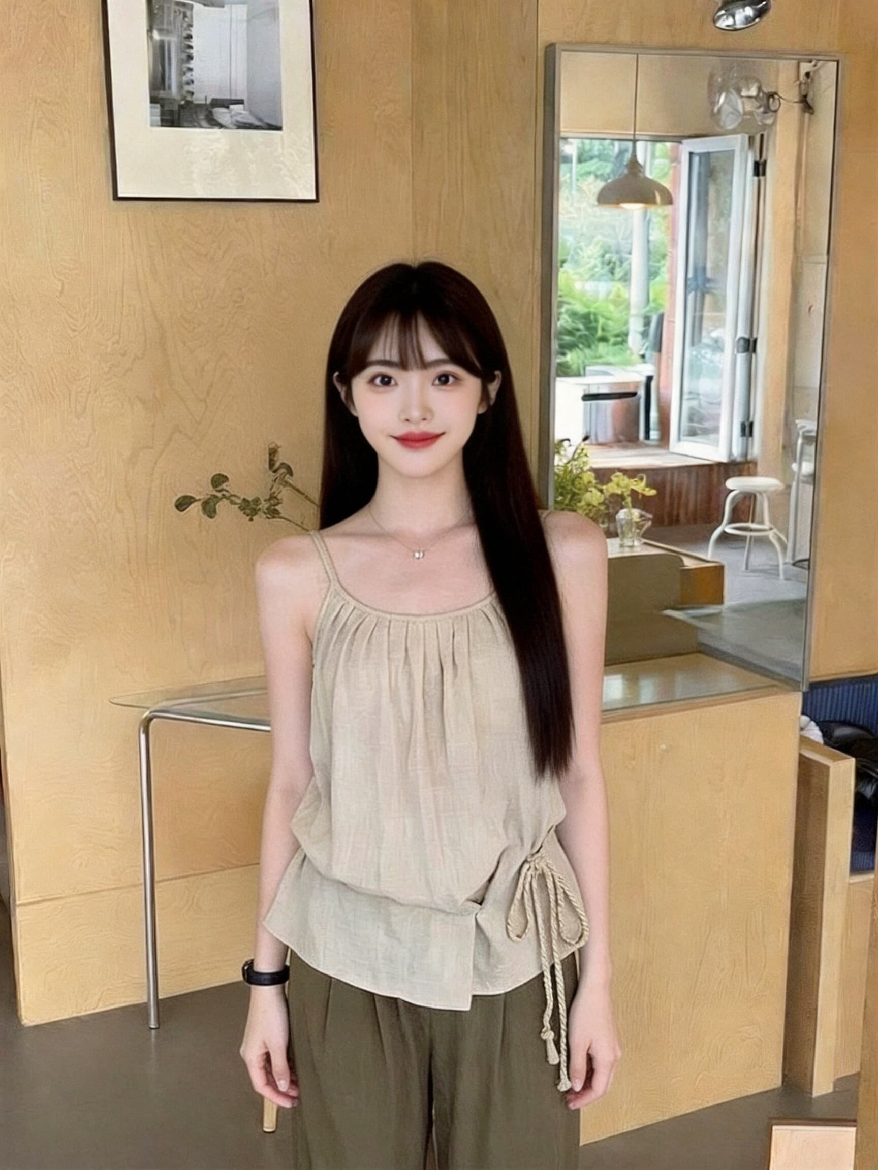 주름 슬립 허리 수축 맨위 여성 이미지 2