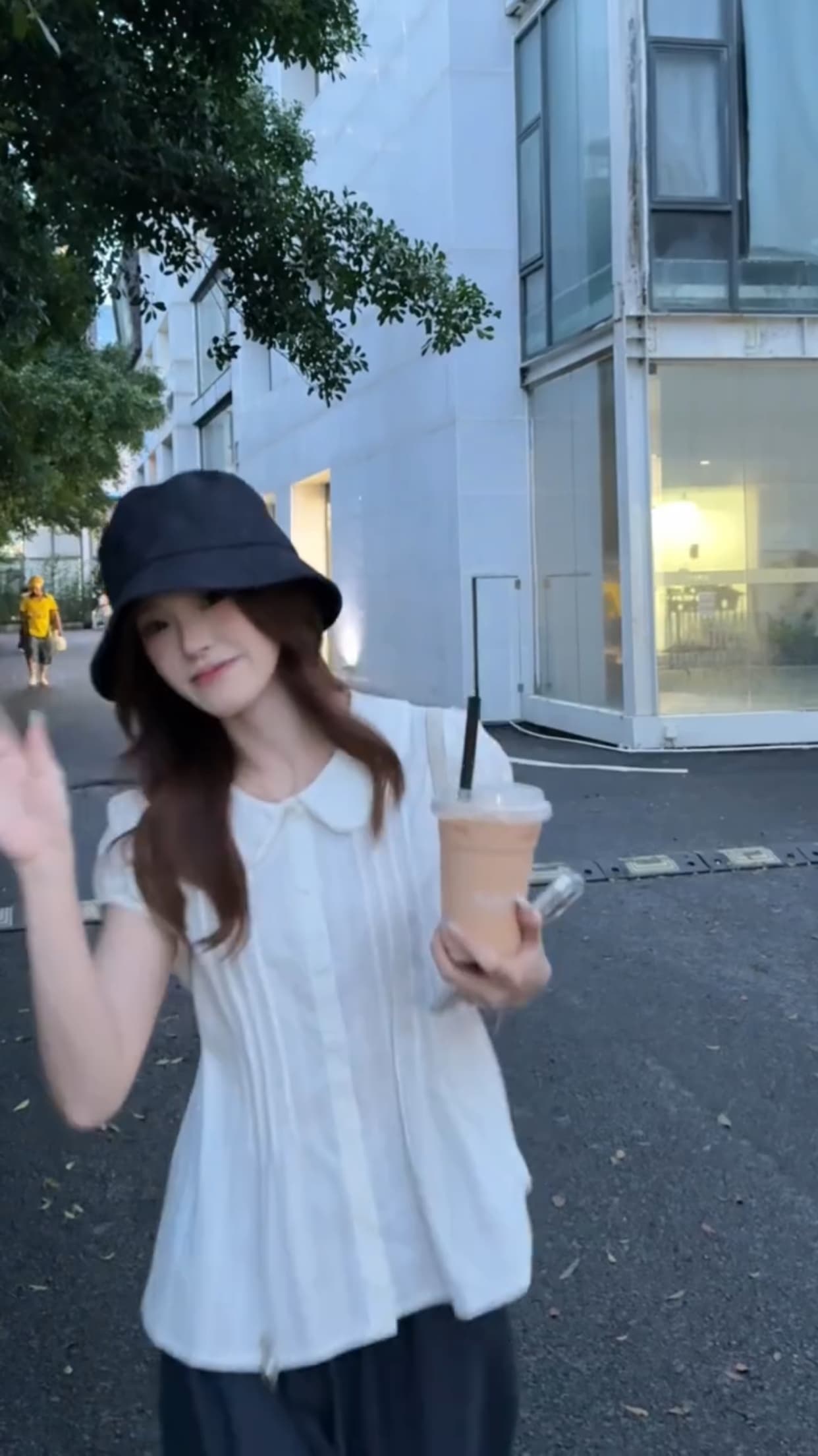 베이비 칼라 플리츠 셔츠 맨위 여성 이미지 2