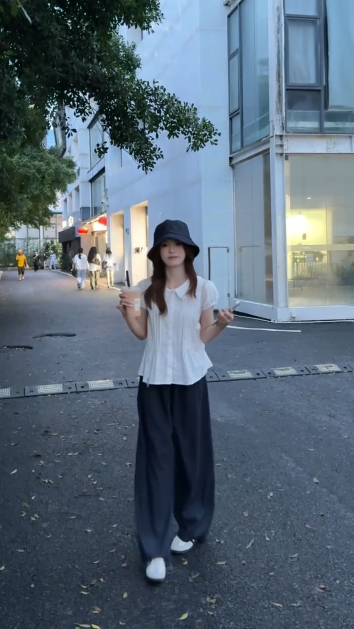 베이비 칼라 플리츠 셔츠 맨위 여성 상세 이미지 5