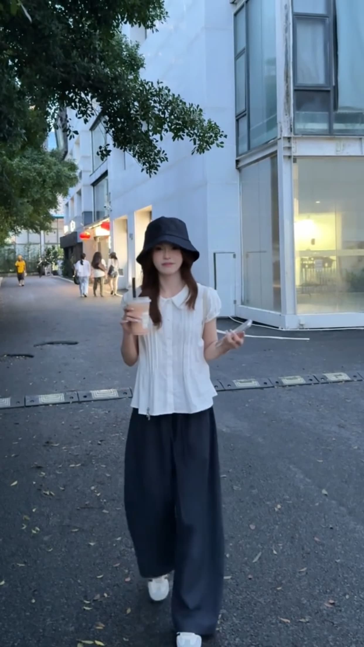 베이비 칼라 플리츠 셔츠 맨위 여성 상세 이미지 9