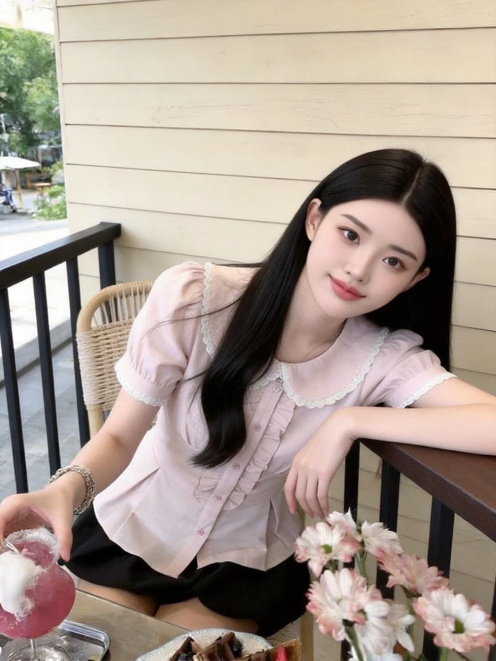 베이비 칼라 허리 수축 스트랩 셔츠 맨위 여성 상세 이미지 7