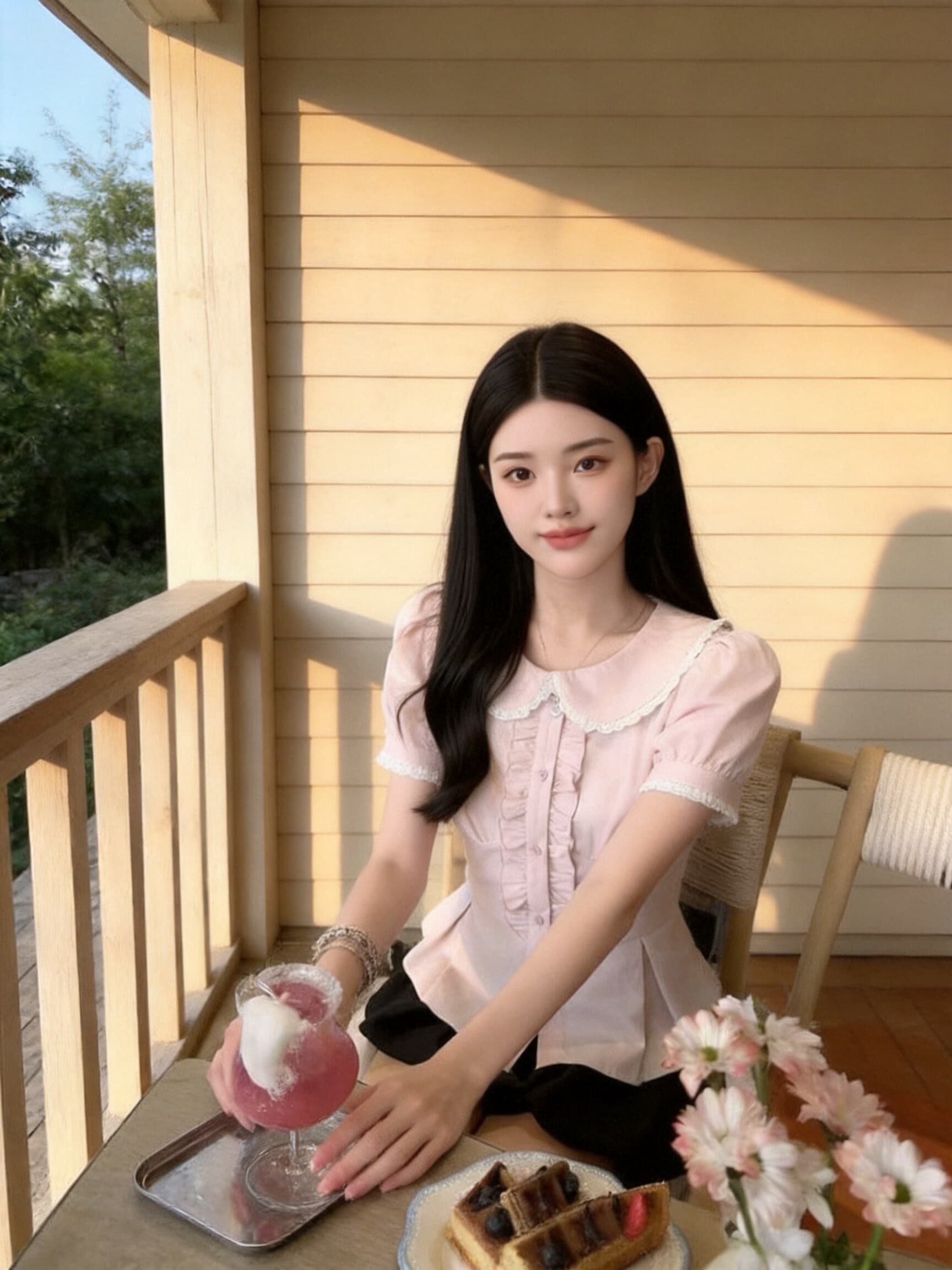 베이비 칼라 허리 수축 스트랩 셔츠 맨위 여성 상세 이미지 8