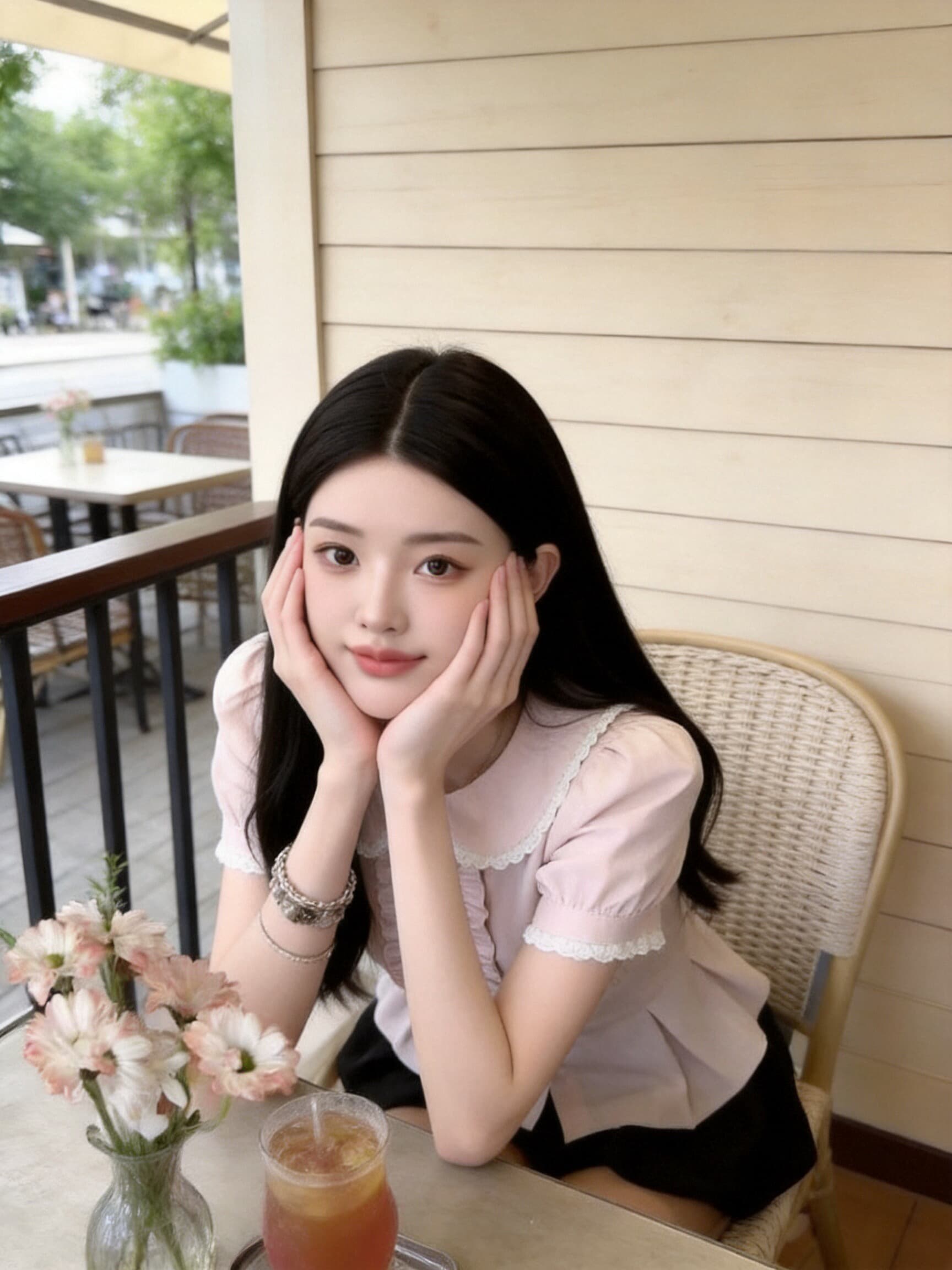 베이비 칼라 허리 수축 스트랩 셔츠 맨위 여성 상세 이미지 10