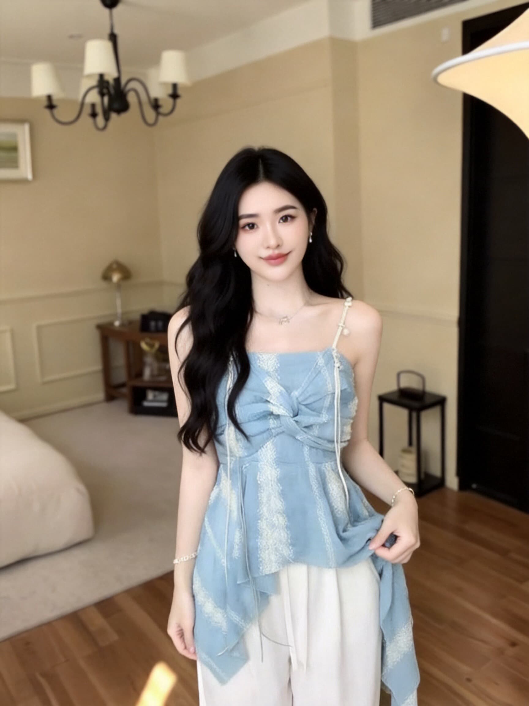 불규칙 프릴 비틀림 캐미솔 이미지 2