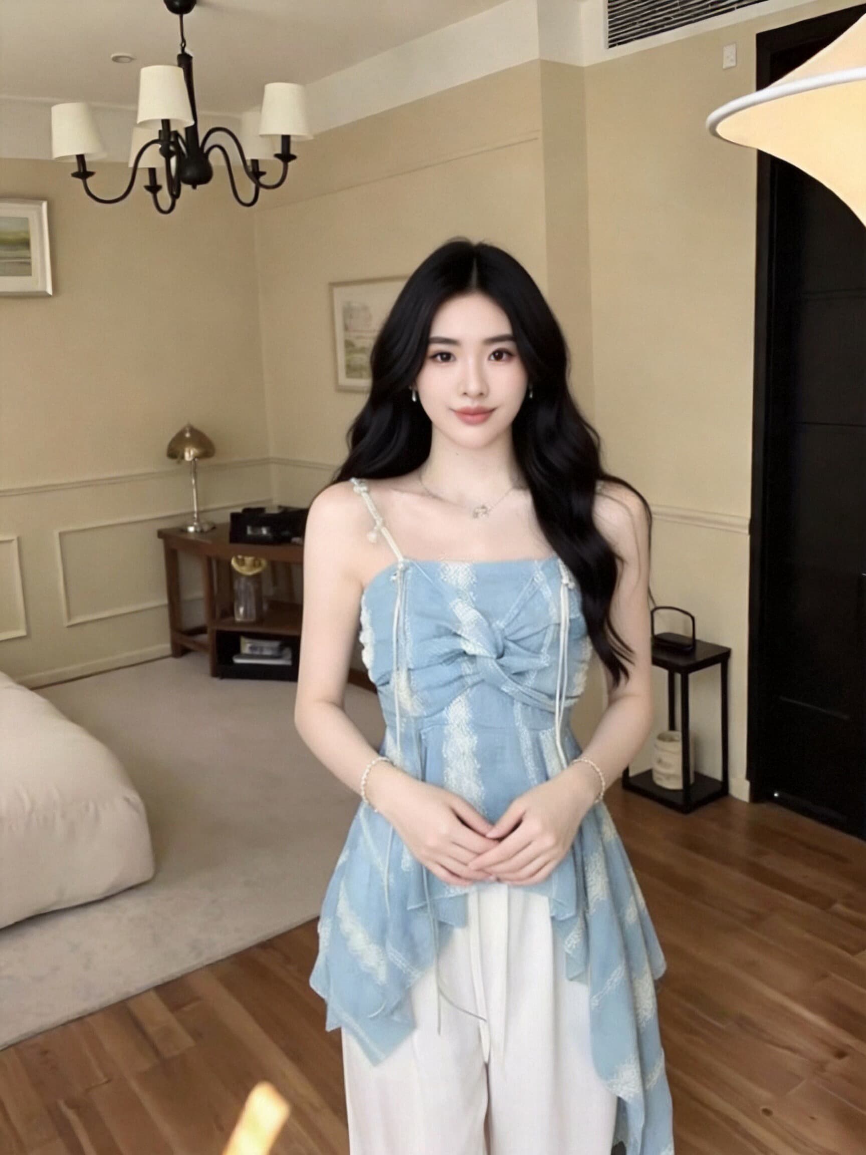 불규칙 프릴 비틀림 캐미솔 상세 이미지 4