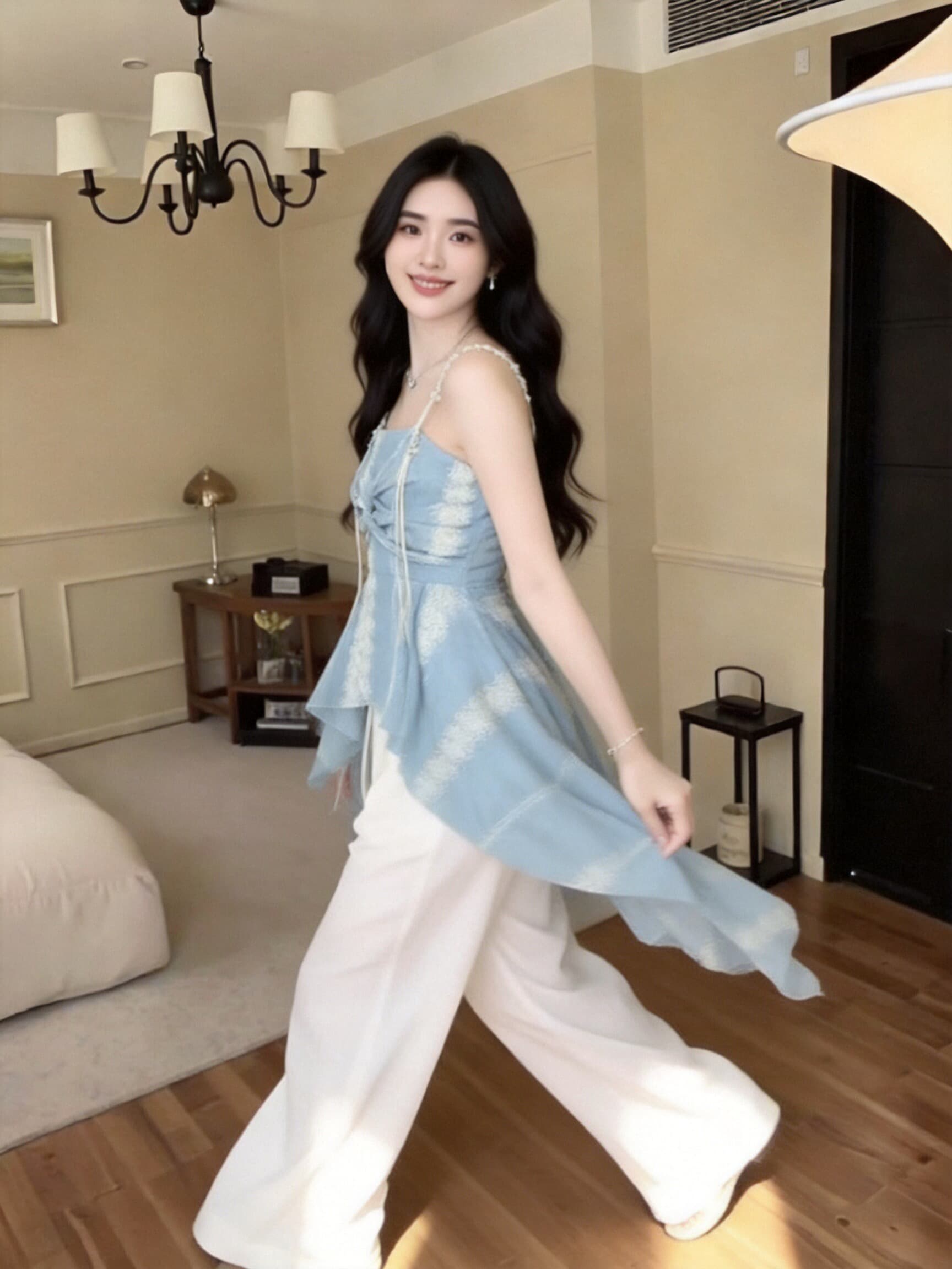 불규칙 프릴 비틀림 캐미솔 상세 이미지 8