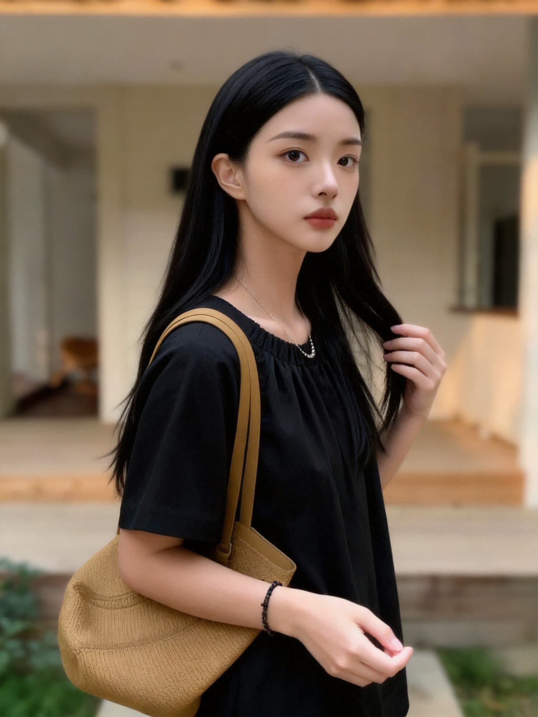 뒤로 단추 주름 인형 셔츠 맨위 여성 상세 이미지 8