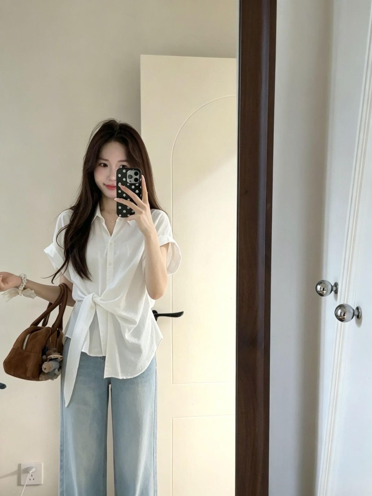 스트랩 허리 수축 셔츠 맨위 여성 이미지 2