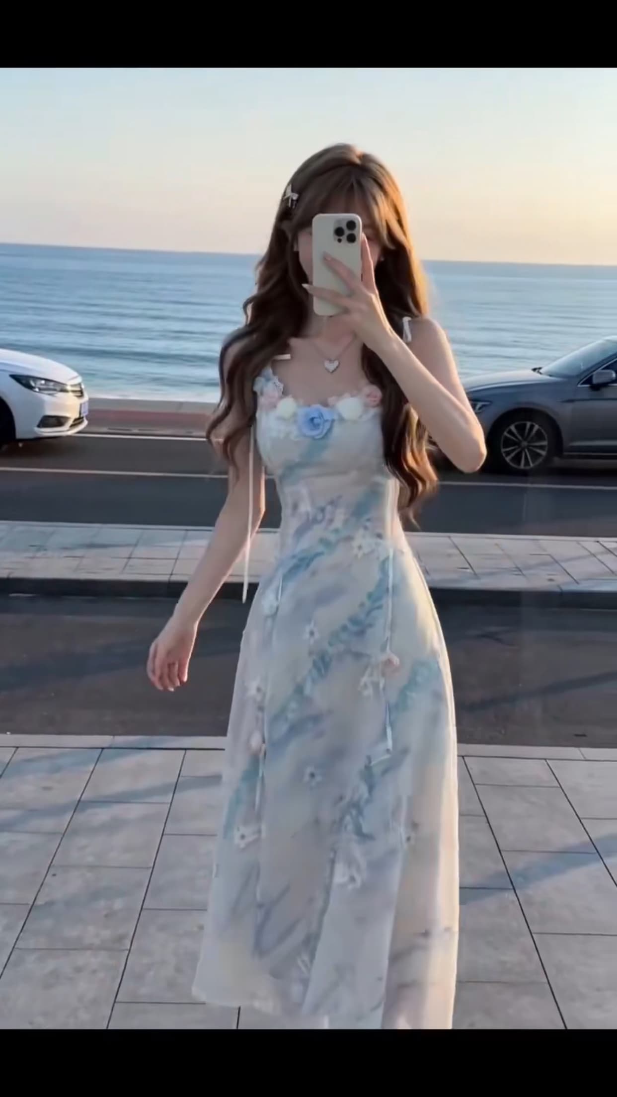 무거운 작업 꽃 슬립 드레스 이미지 5