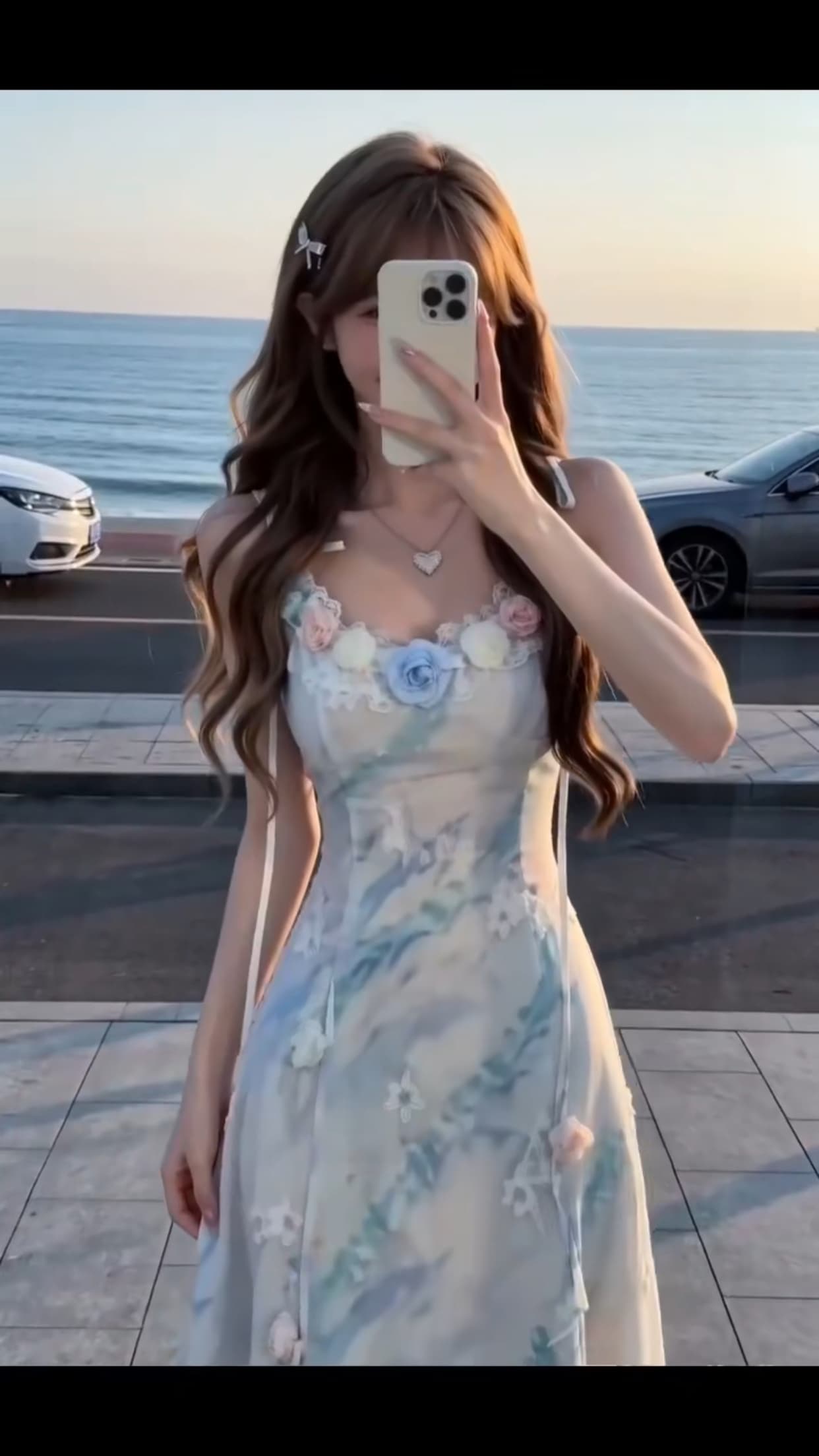 무거운 작업 꽃 슬립 드레스 이미지 3