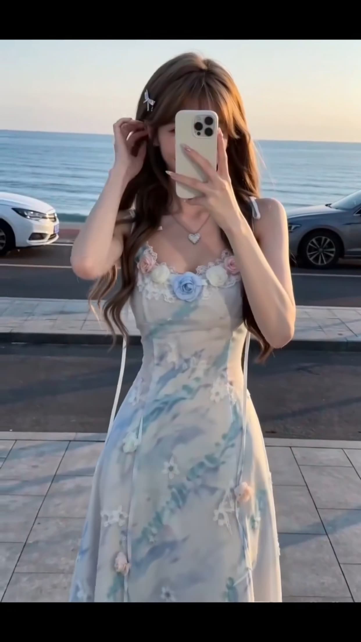 무거운 작업 꽃 슬립 드레스 이미지 4