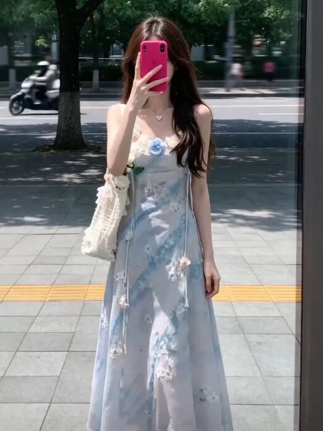 무거운 작업 꽃 슬립 드레스 상세 이미지 6