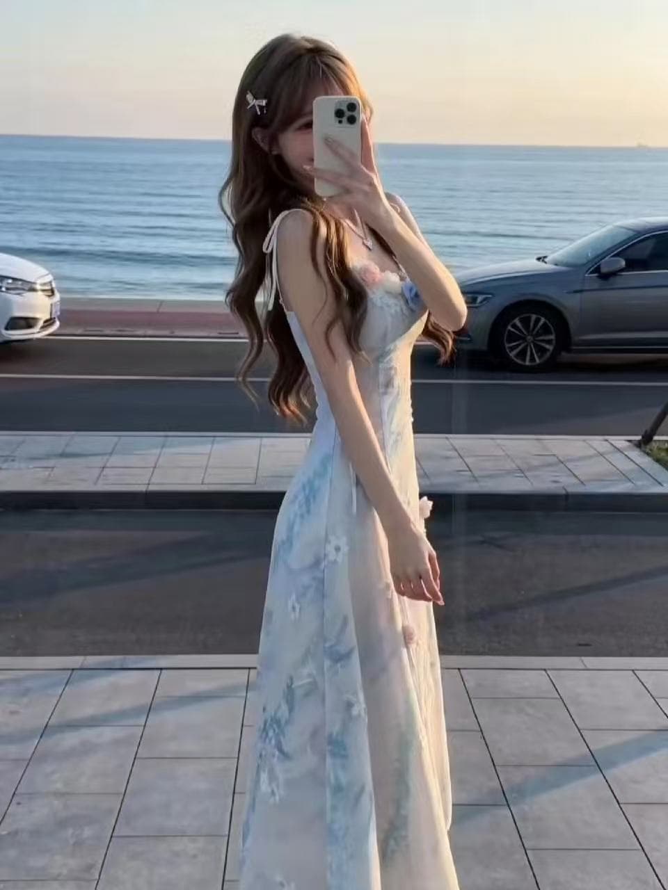 무거운 작업 꽃 슬립 드레스 상세 이미지 7