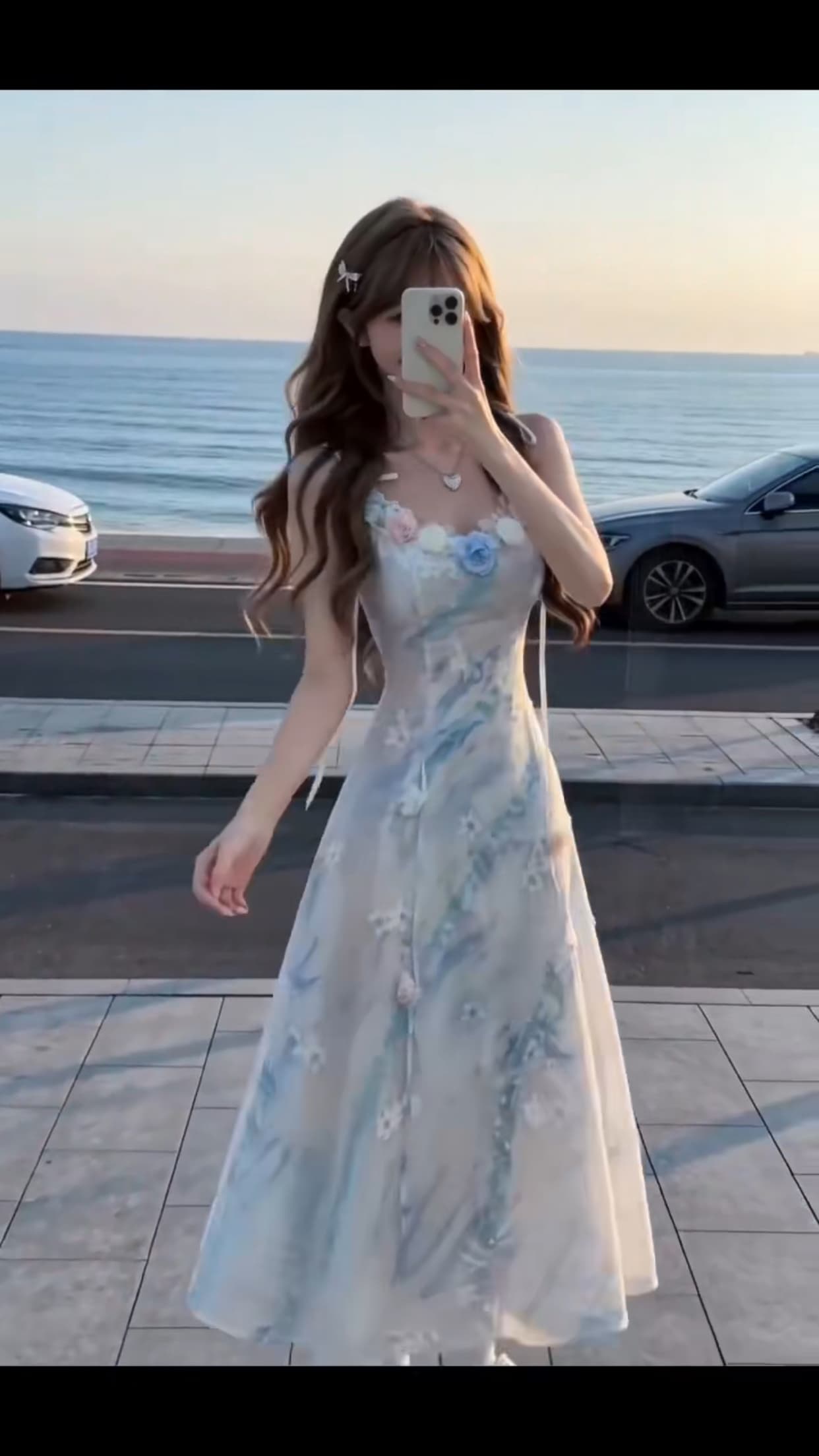 무거운 작업 꽃 슬립 드레스 상세 이미지 11