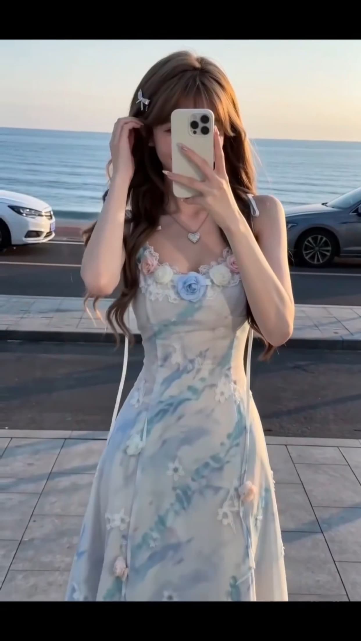 무거운 작업 꽃 슬립 드레스 상세 이미지 15