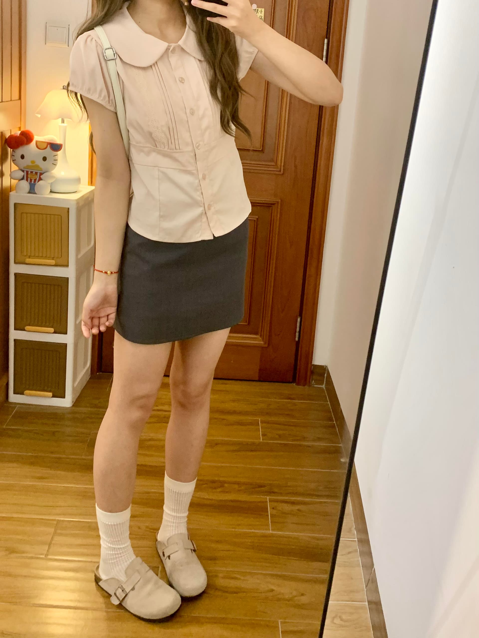 베이비 칼라 허리 수축 레이스 레이스 셔츠 여성 상세 이미지 7